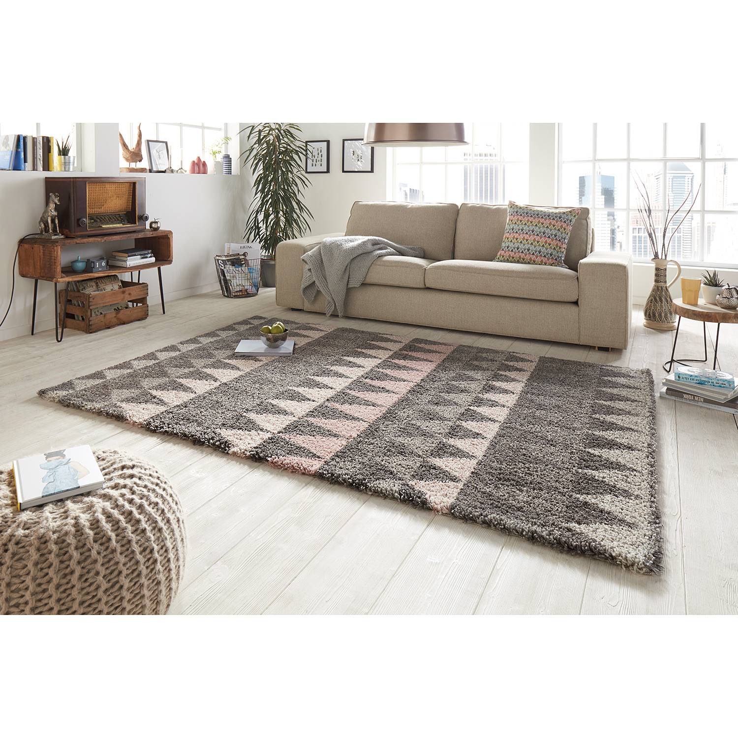 home24 Hochflorteppich Triangle