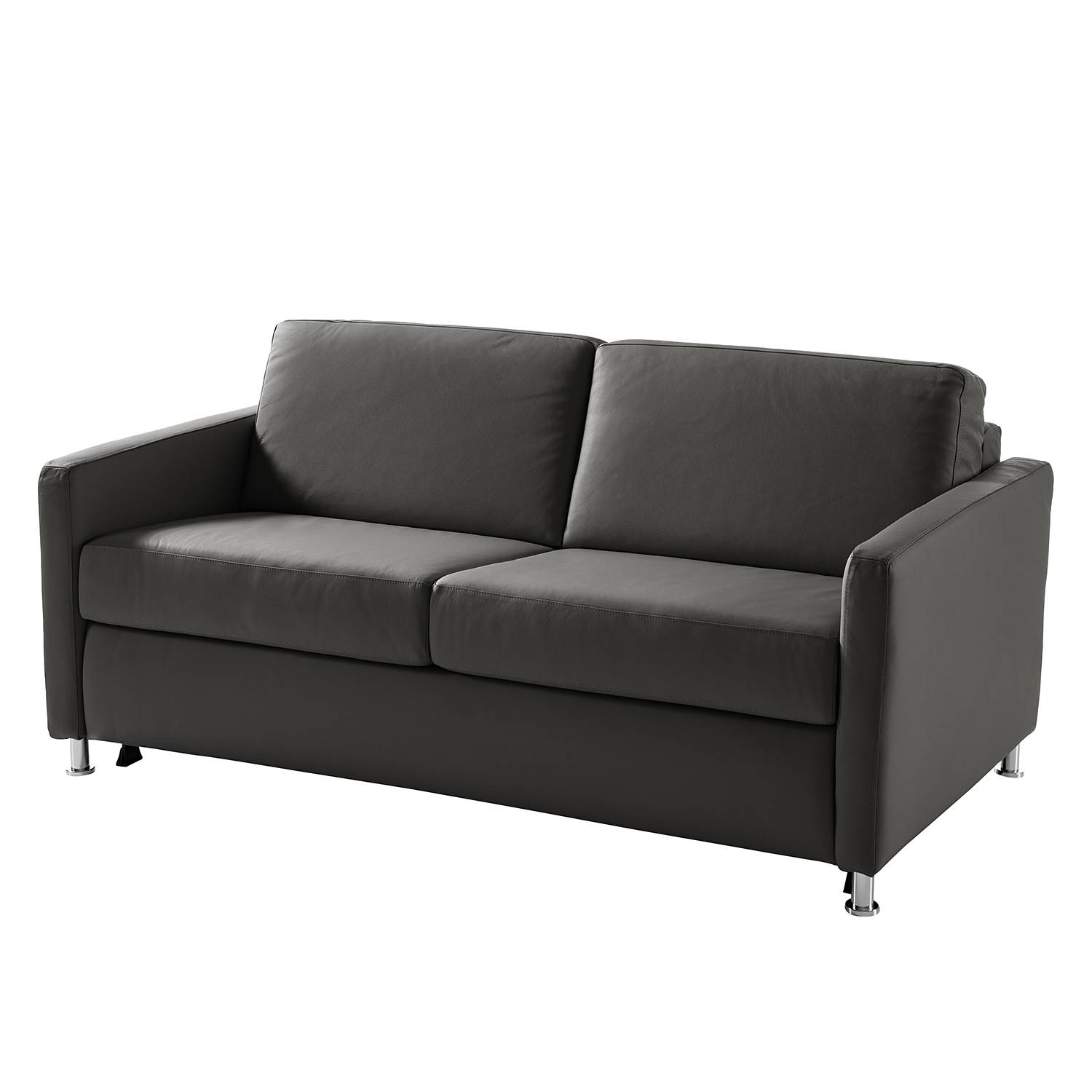 home24 Fredriks Schlafsofa Lierde I Anthrazit Echtleder 155x91x103 cm mit Schlaffunktion