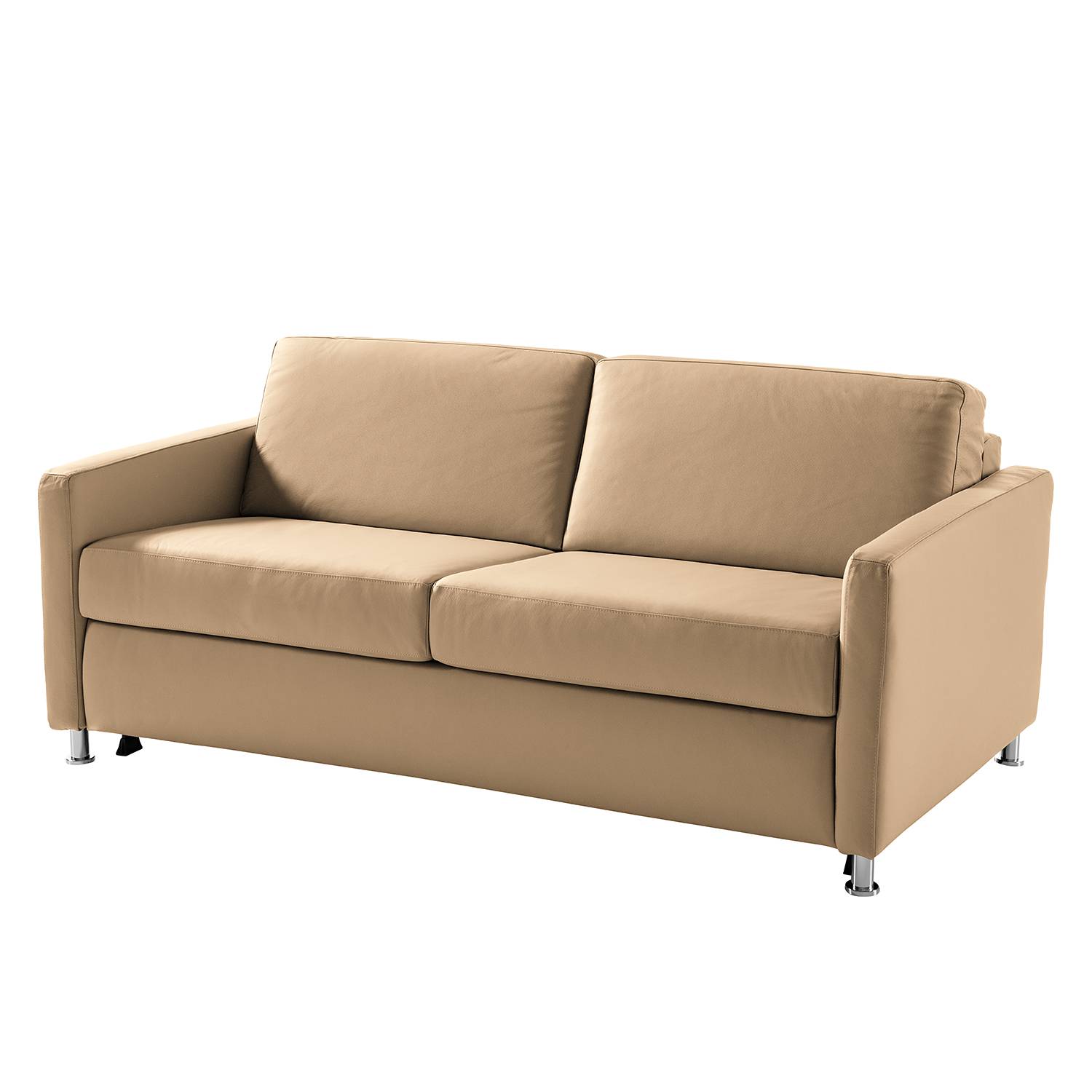 home24 Fredriks Schlafsofa Lierde I Sand Echtleder 175x91x103 cm mit Schlaffunktion