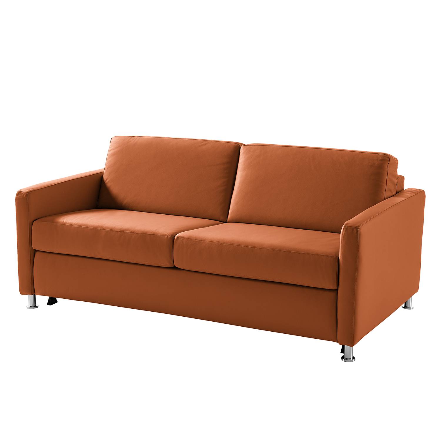home24 Fredriks Schlafsofa Lierde I Bernstein Echtleder 175x91x103 cm mit Schlaffunktion