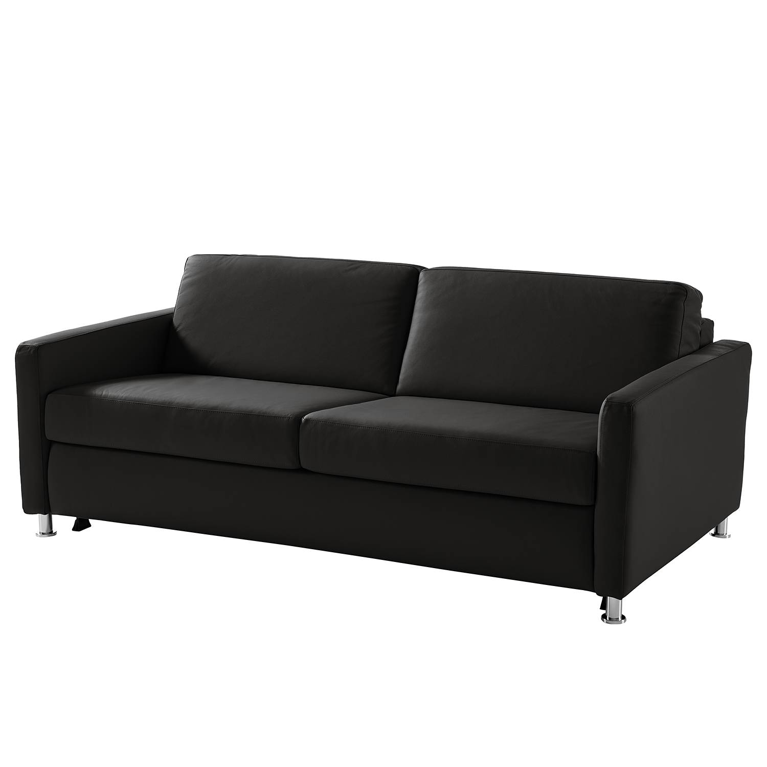 home24 Fredriks Schlafsofa Lierde I Schwarz Echtleder 195x91x103 cm mit Schlaffunktion