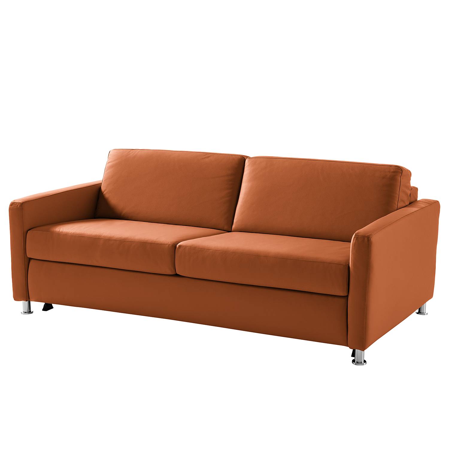 home24 Fredriks Schlafsofa Lierde I Bernstein Echtleder 195x91x103 cm mit Schlaffunktion