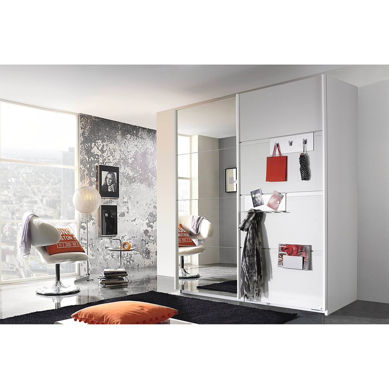home24 Rauch Pack´s Schwebetürenschrank Steinheim II Weiß mit Spiegel 181x197x72 cm (BxHxT) 2-türig Spanplatte Modern