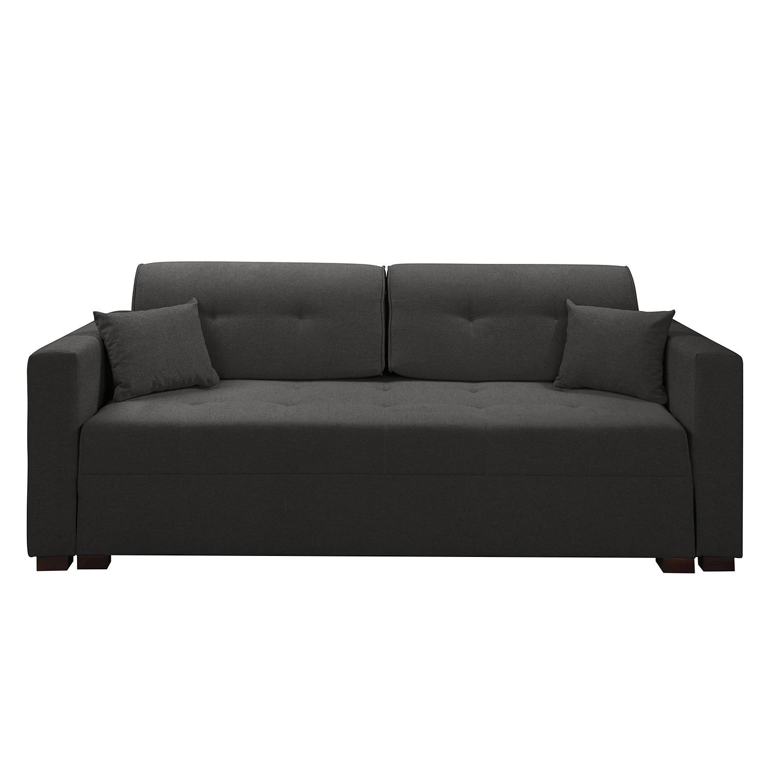 home24 Maison Belfort Schlafsofa Minlaton II Schwarz Webstoff 236x85x102 cm mit Schlaffunktion und Bettkasten