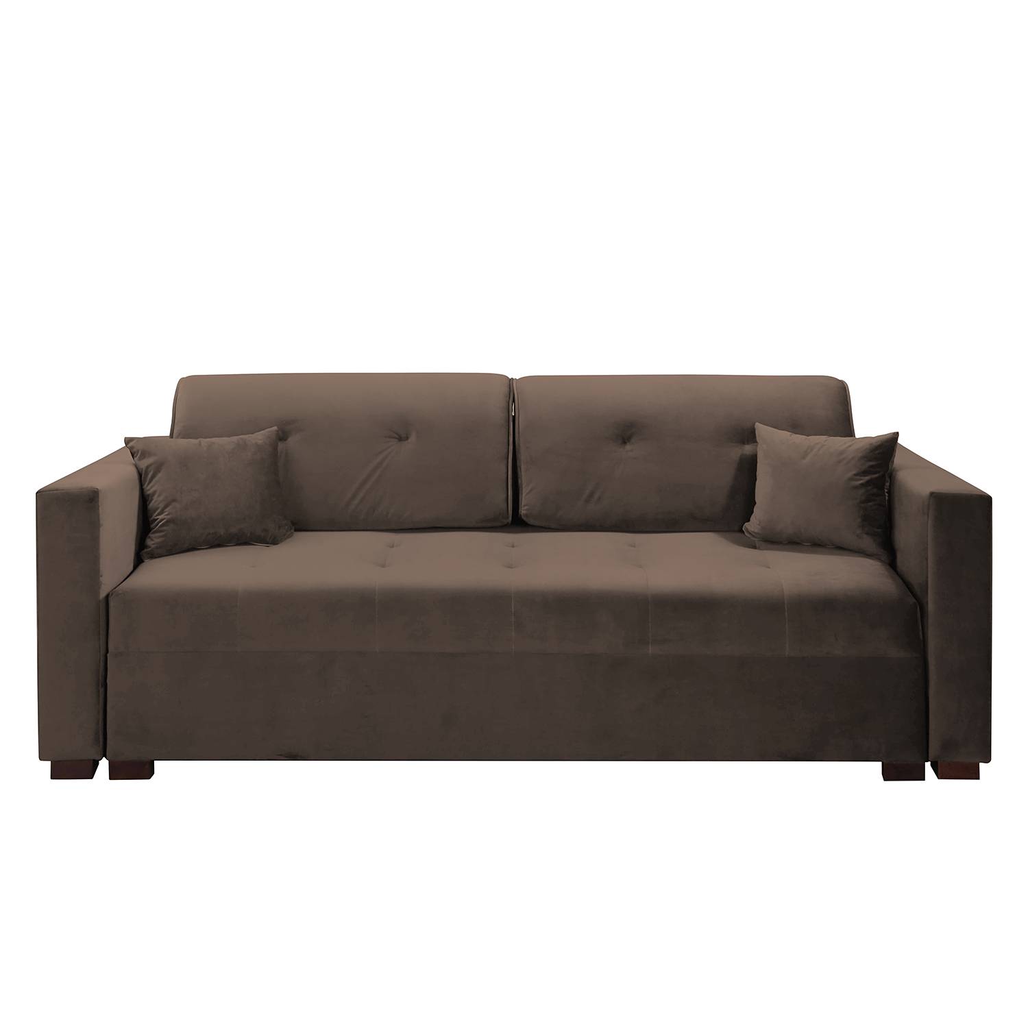 home24 loftscape Schlafsofa Minlaton I Espresso Samt 236x85x102 cm mit Schlaffunktion und Bettkasten