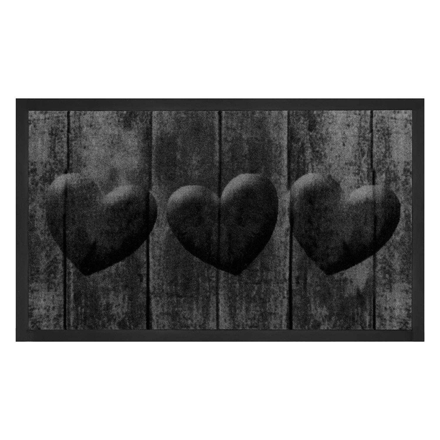 home24 Hanse Home Fußmatte Hearts Webstoff Grau/Anthrazit 45x75 cm (BxT)