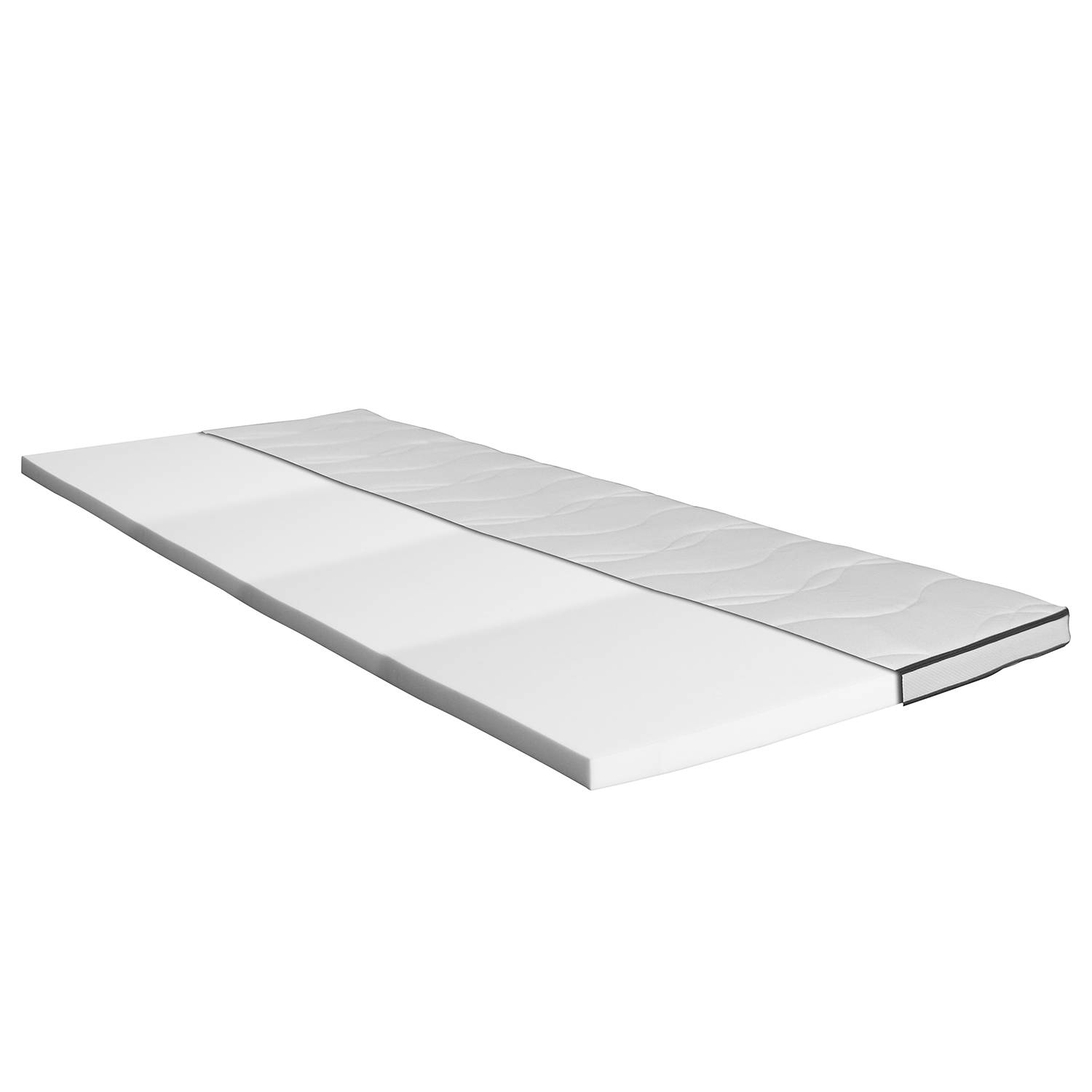 home24 loftscape Topper Still Bay Premium 180x200 cm Viscoschaum Webstoff Weiß/Grau