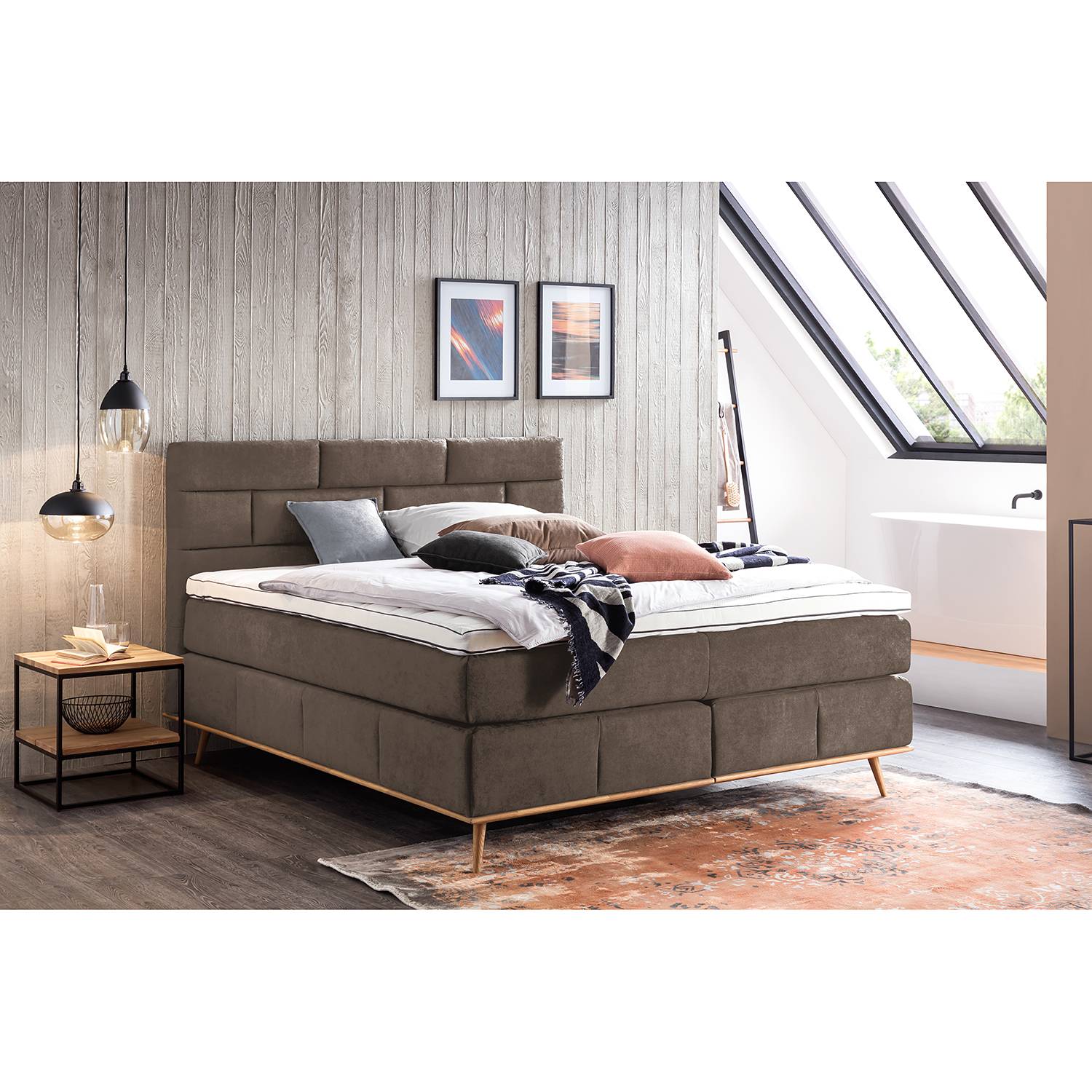 Home24 Loftscape Boxspringbett Lasse 180x0 Cm Webstoff Basalt Mit Matratze Moebel Suchmaschine Ladendirekt De
