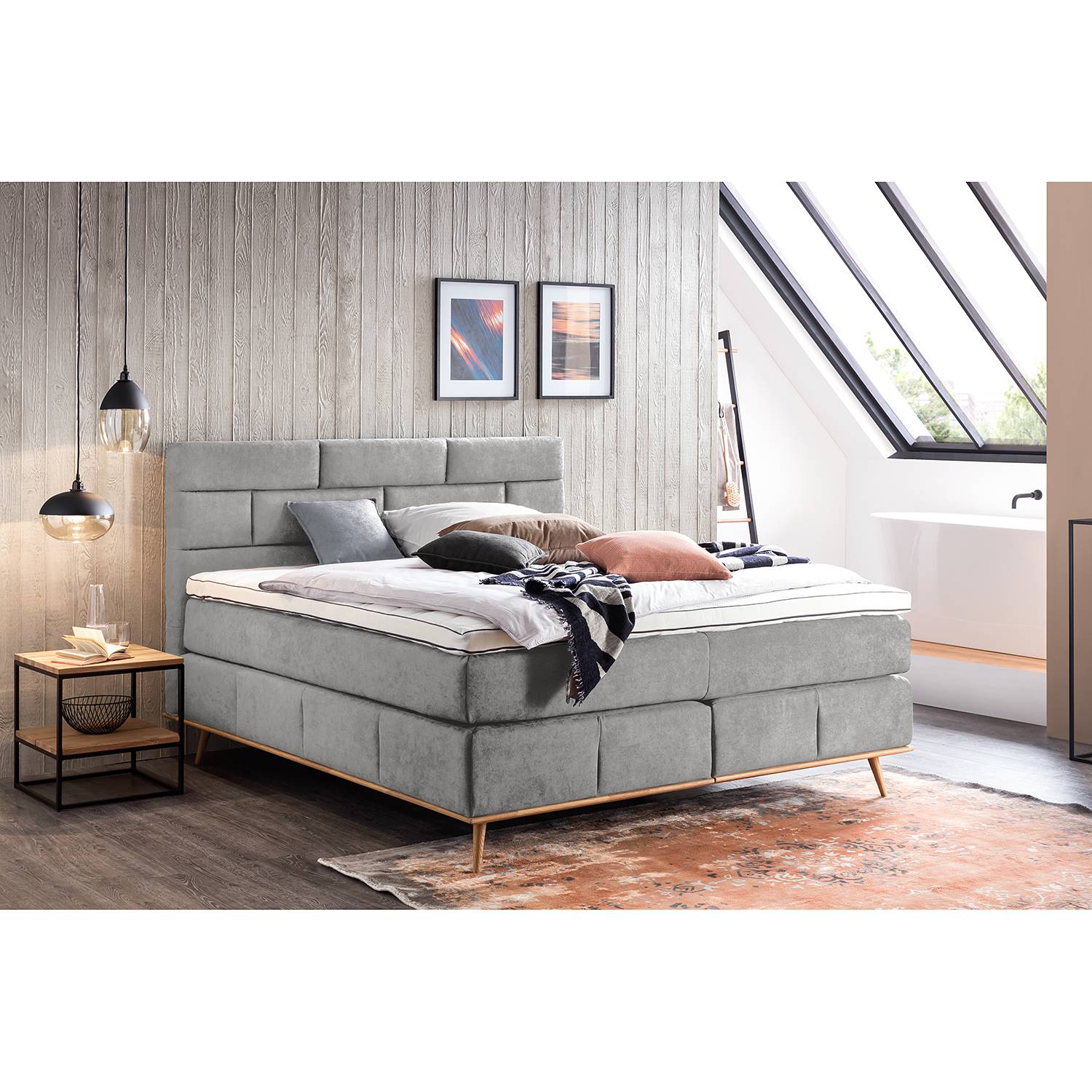 Home24 Loftscape Boxspringbett Lasse 160x0 Cm Webstoff Hellgrau Mit Matratze Moebel Suchmaschine Ladendirekt De