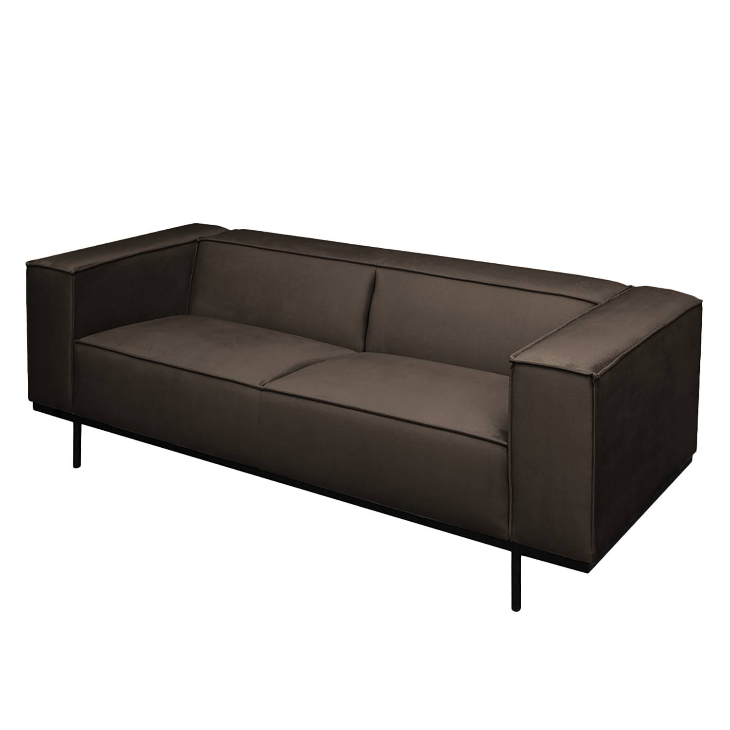 home24 ars manufacti Sofa Kups I 2,5-Sitzer Dunkelbraun Samt 210x70x95 cm