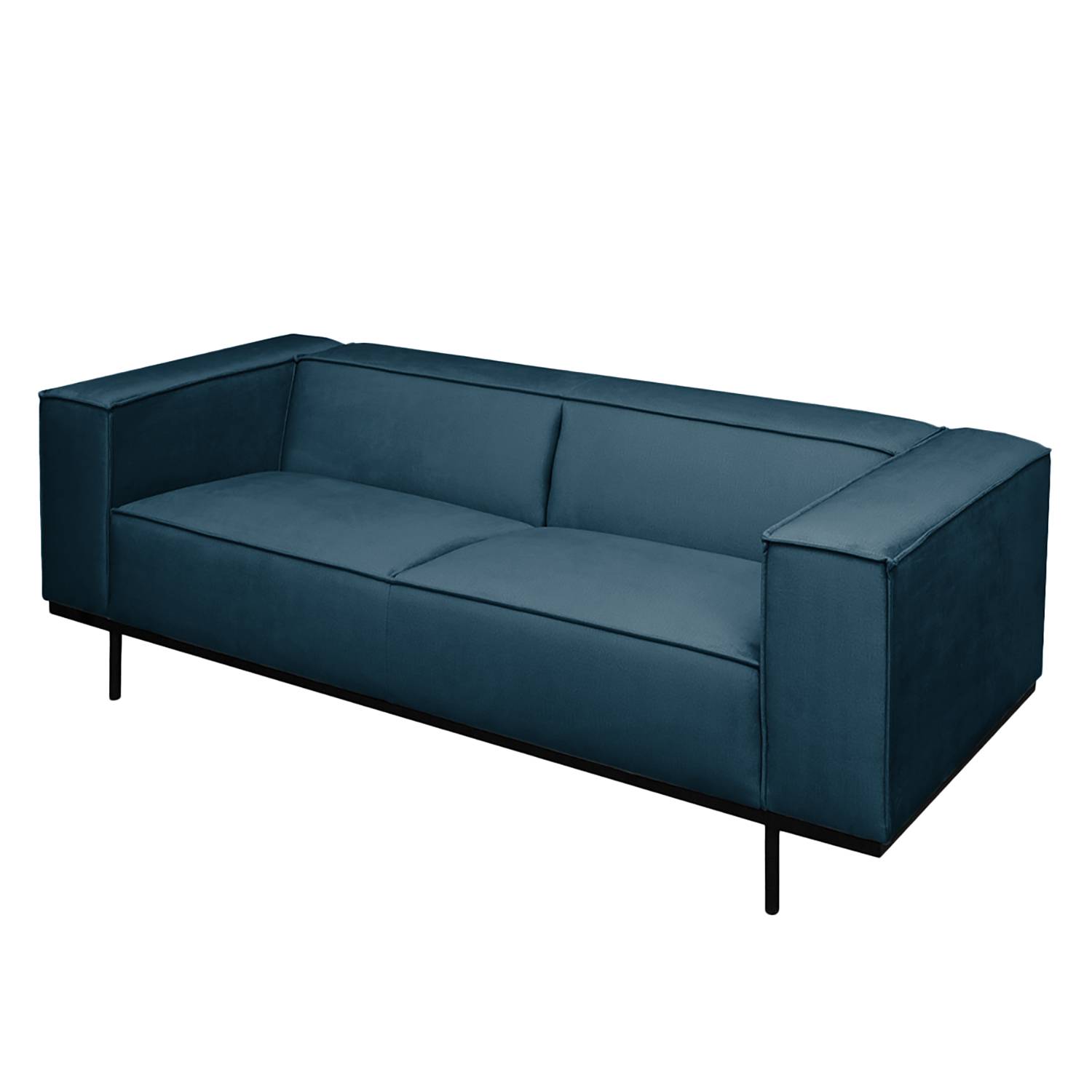 home24 ars manufacti Sofa Kups I 2,5-Sitzer Marineblau Samt 210x70x95 cm