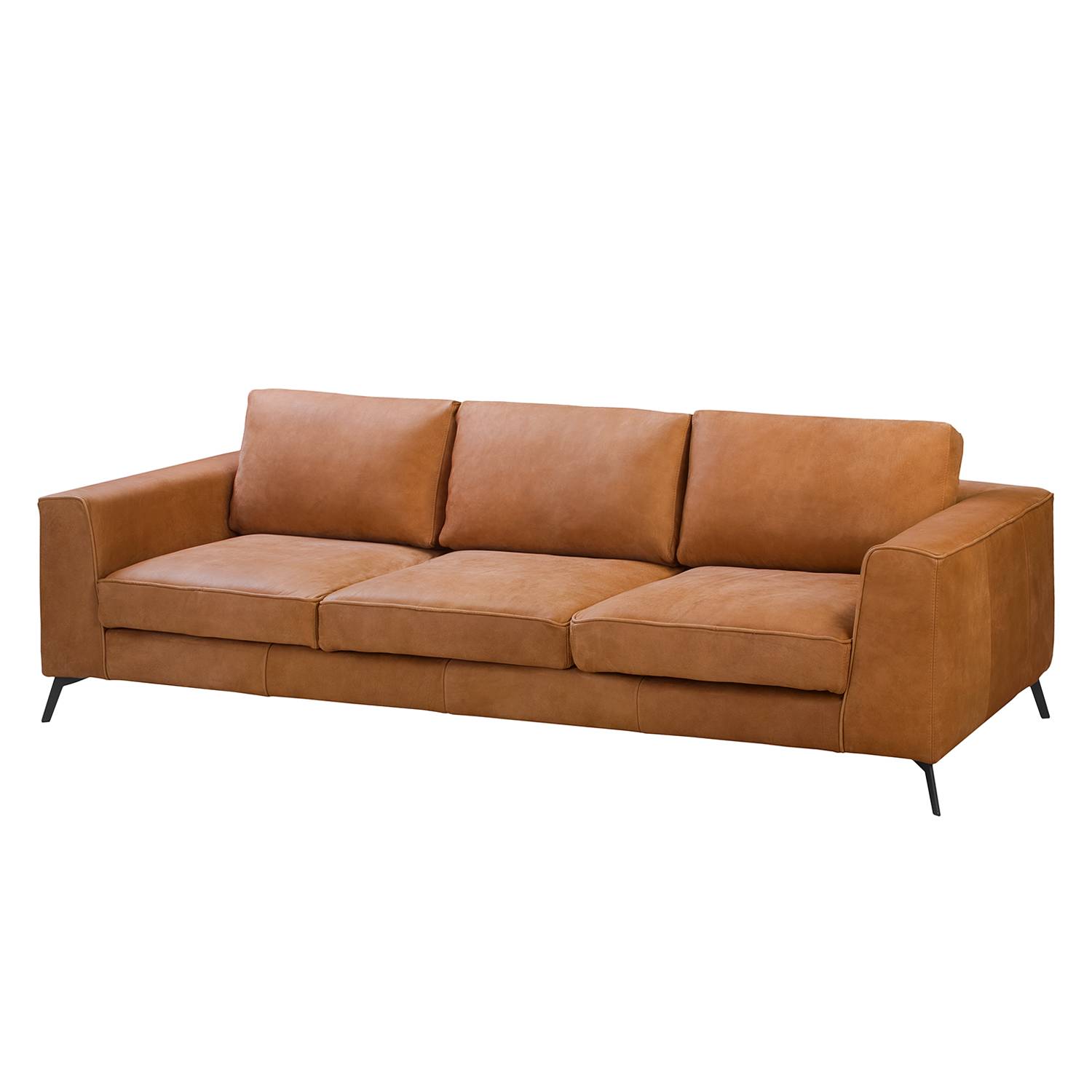 home24 ars manufacti Sofa Sanchez II 3-Sitzer Cognac Echtleder 252x84x106 cm