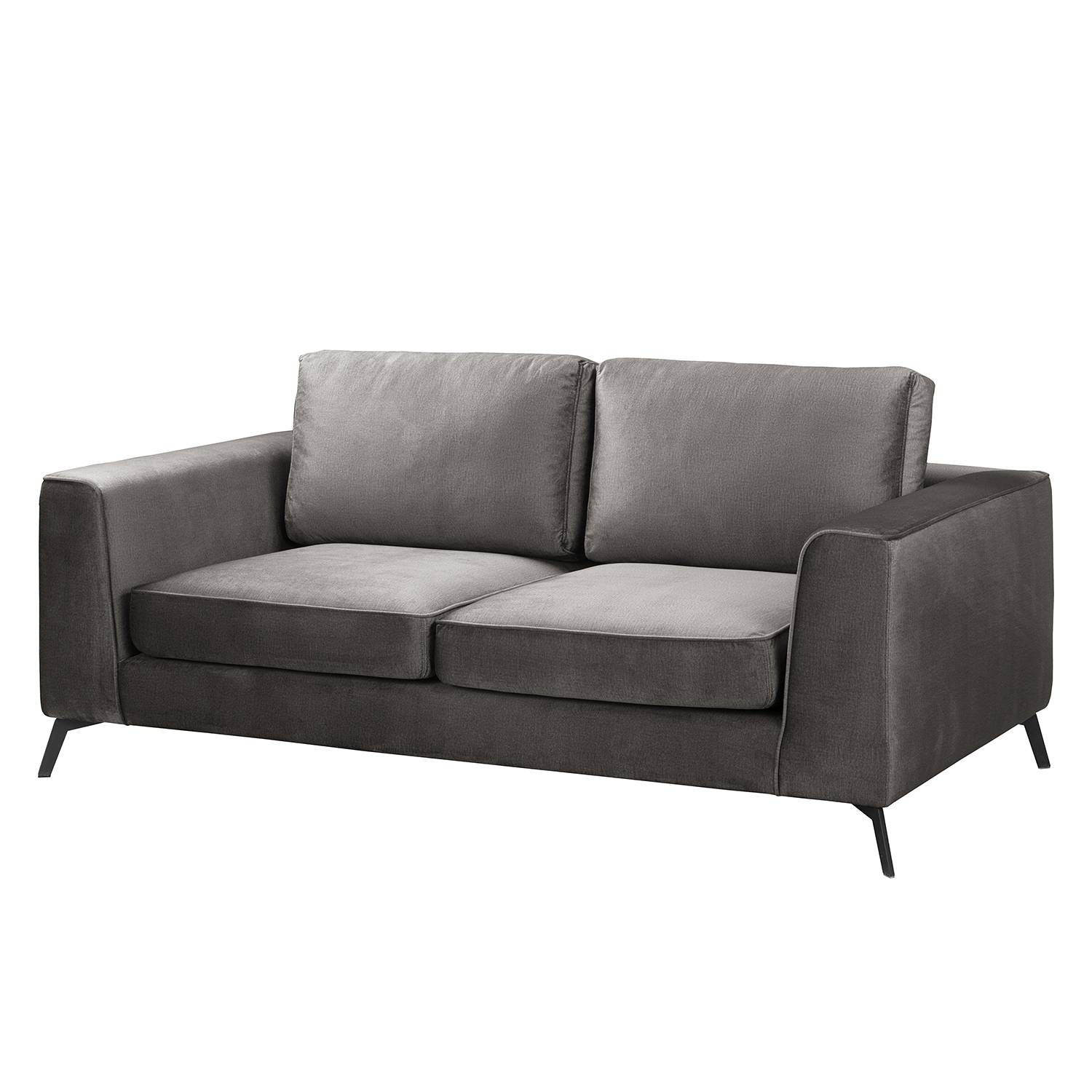 home24 Jack & Alice Sofa Sanchez I 2-Sitzer Grau Samt 187x84x106 cm