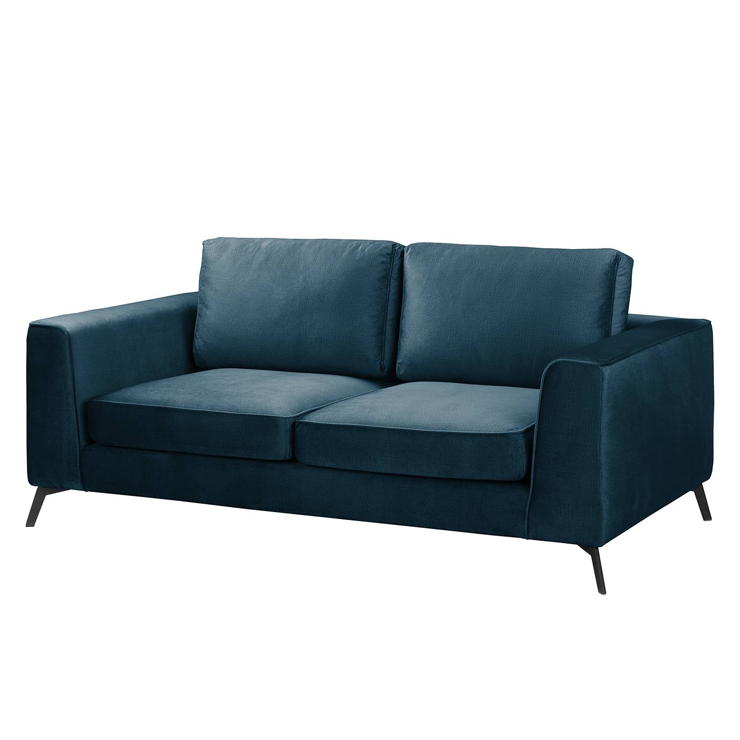 home24 Jack & Alice Sofa Sanchez I 2-Sitzer Dunkelblau Samt 187x84x106 cm