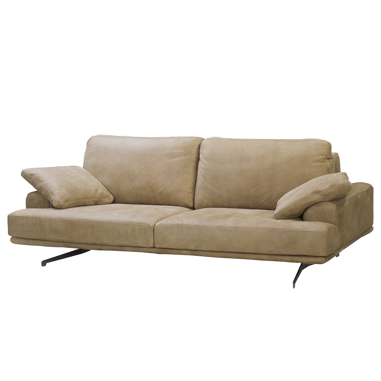 home24 ars manufacti Sofa Hendra I 3-Sitzer Taupe Echtleder 240x86x109 cm