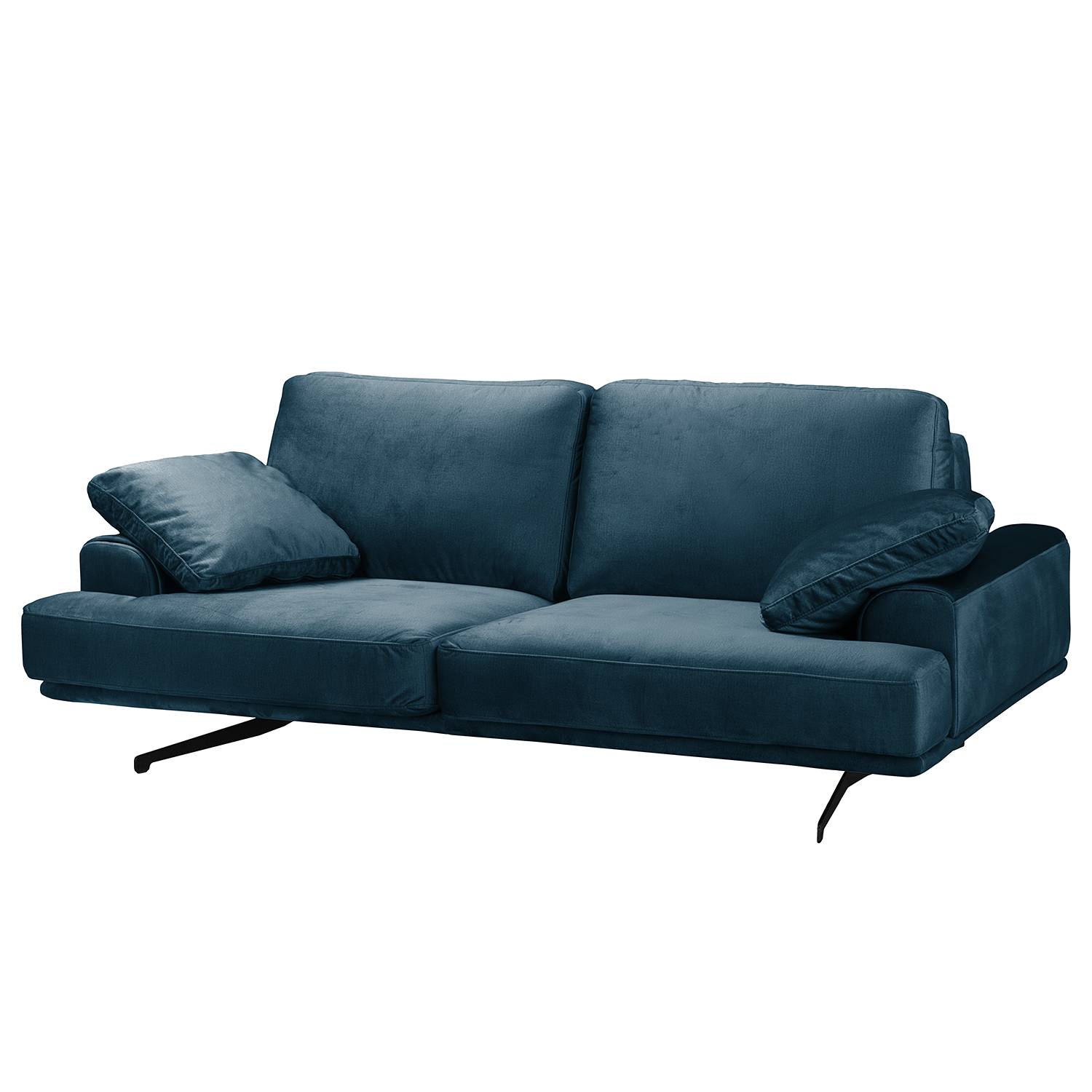 home24 Jack & Alice Sofa Hendra III 2-Sitzer Dunkelblau Samt 220x86x109 cm
