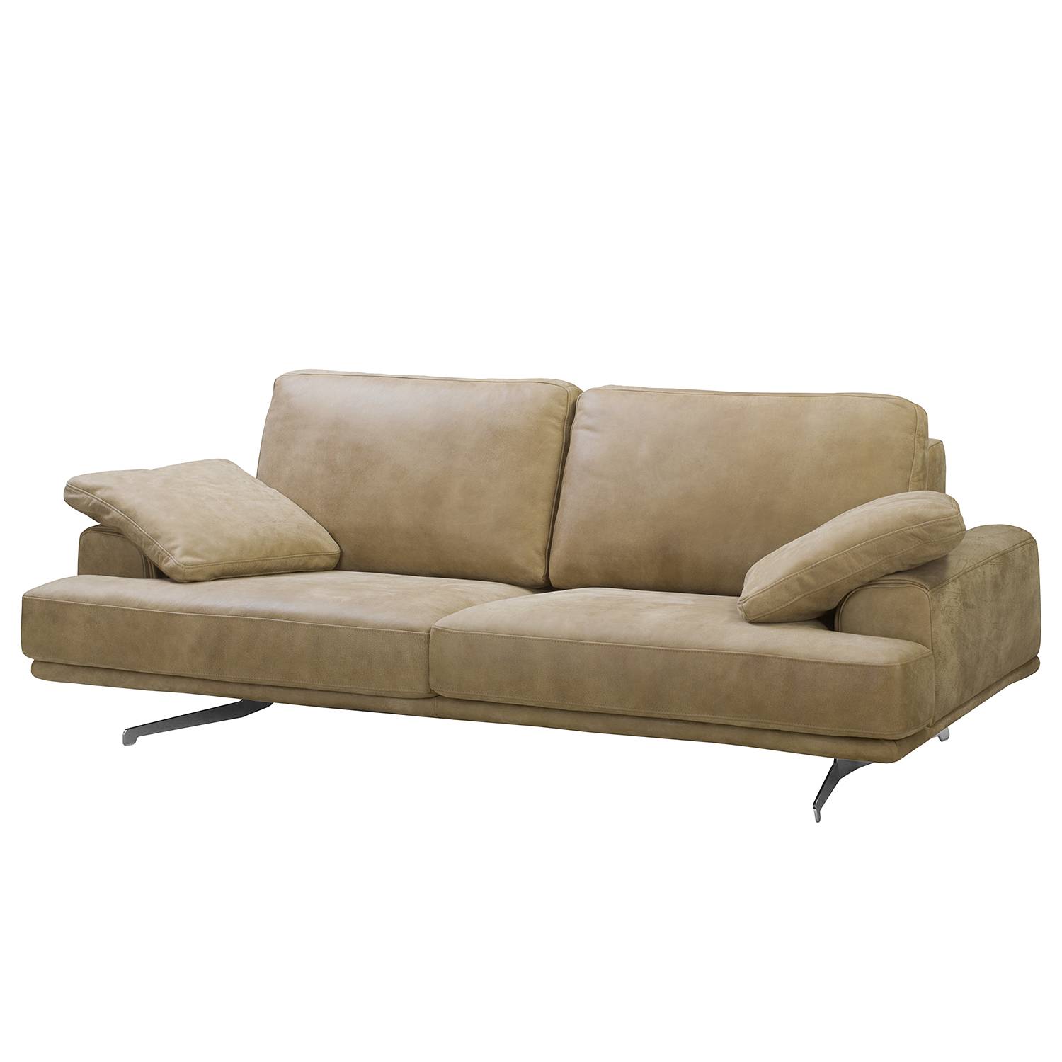 home24 ars manufacti Sofa Hendra I 2-Sitzer Taupe Echtleder 220x86x109 cm