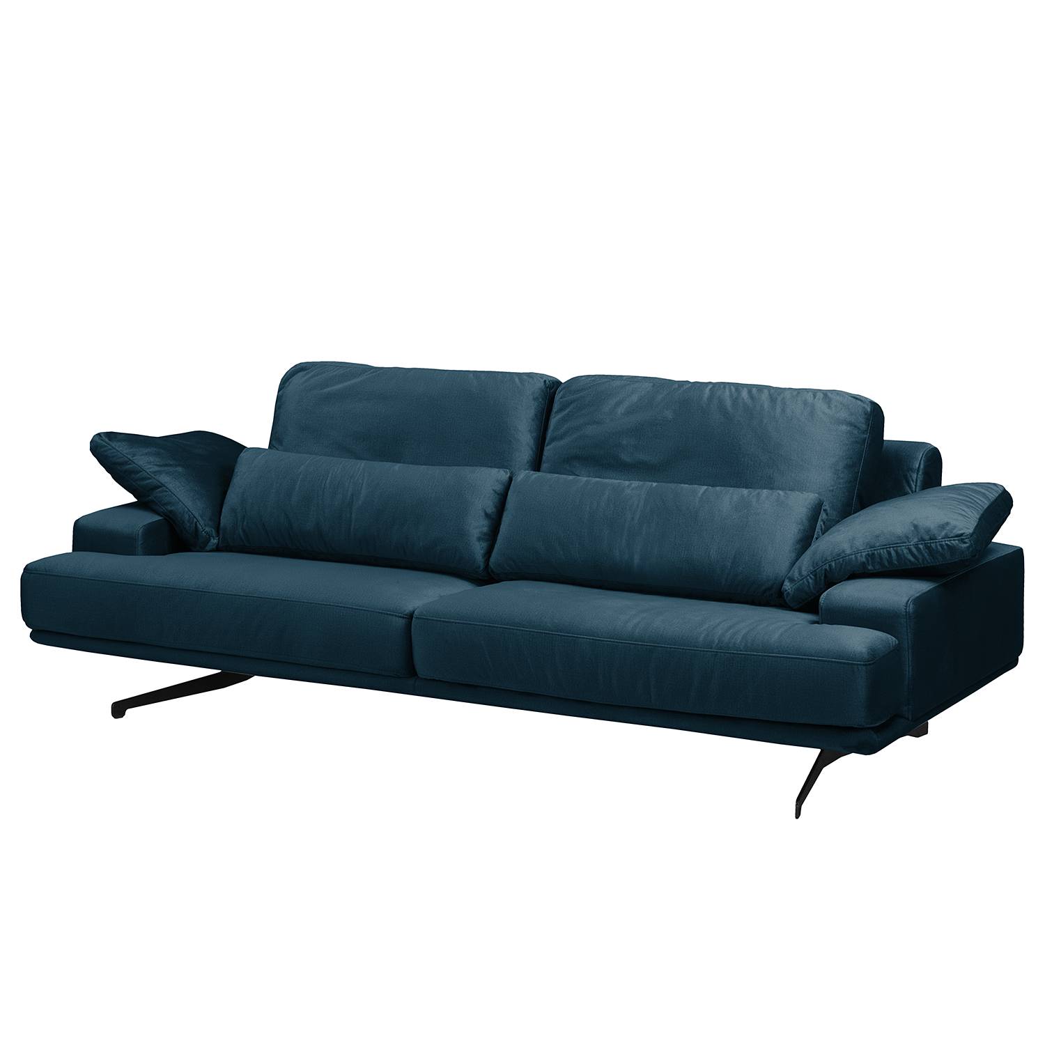 home24 Jack & Alice Sofa Lurrip III 3-Sitzer Dunkelblau Samt 237x86x109 cm