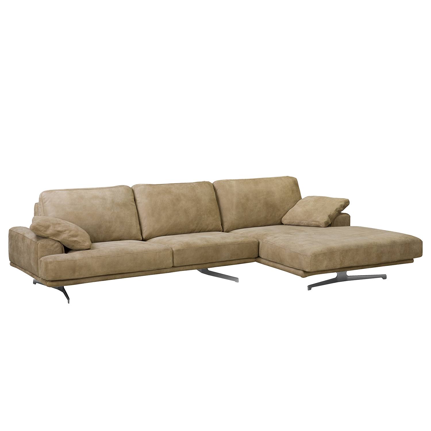 home24 ars manufacti Ecksofa Hendra I Taupe Echtleder 305x86x170 cm