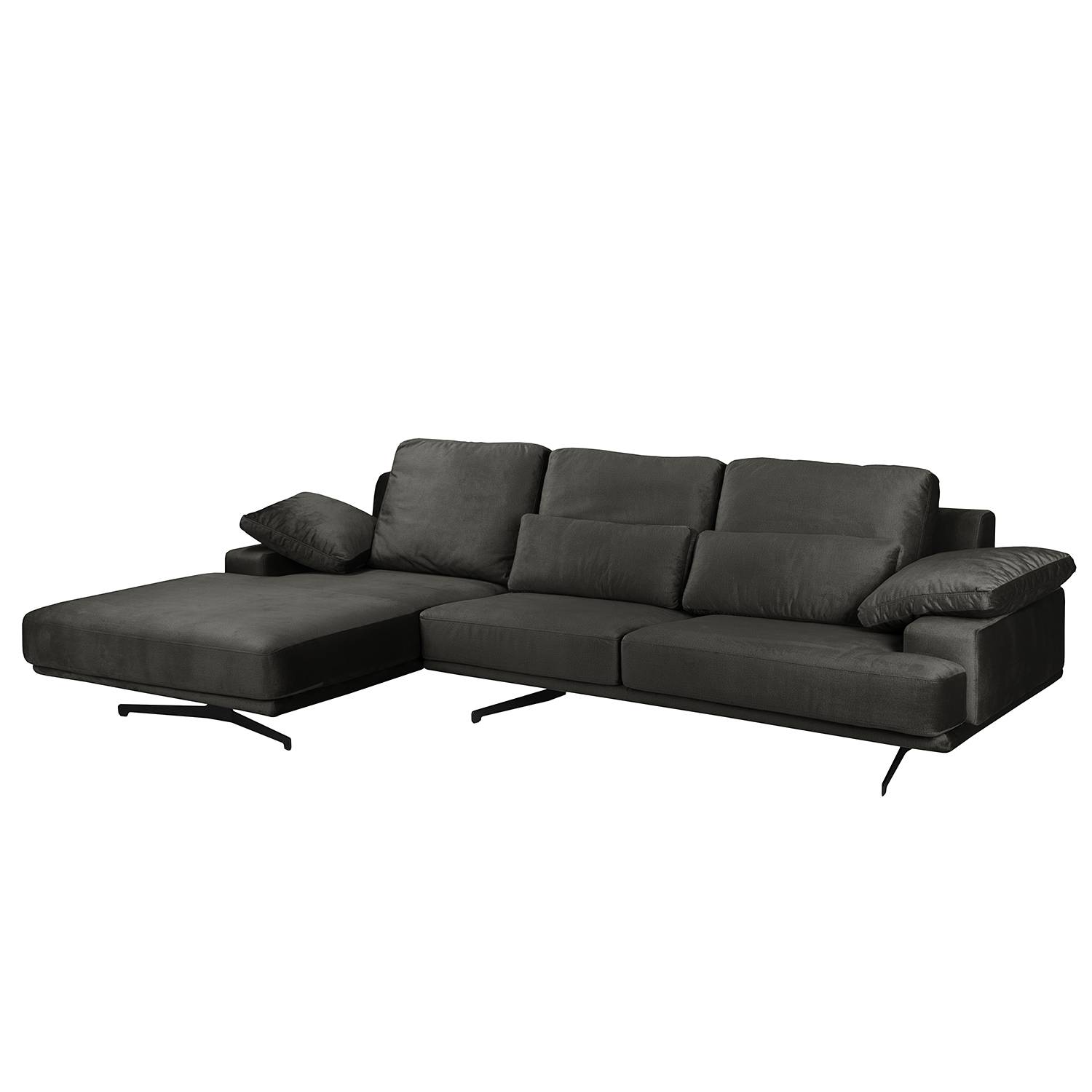 home24 Jack & Alice Ecksofa Lurrip III Dunkelbraun Samt 315x86x170 cm