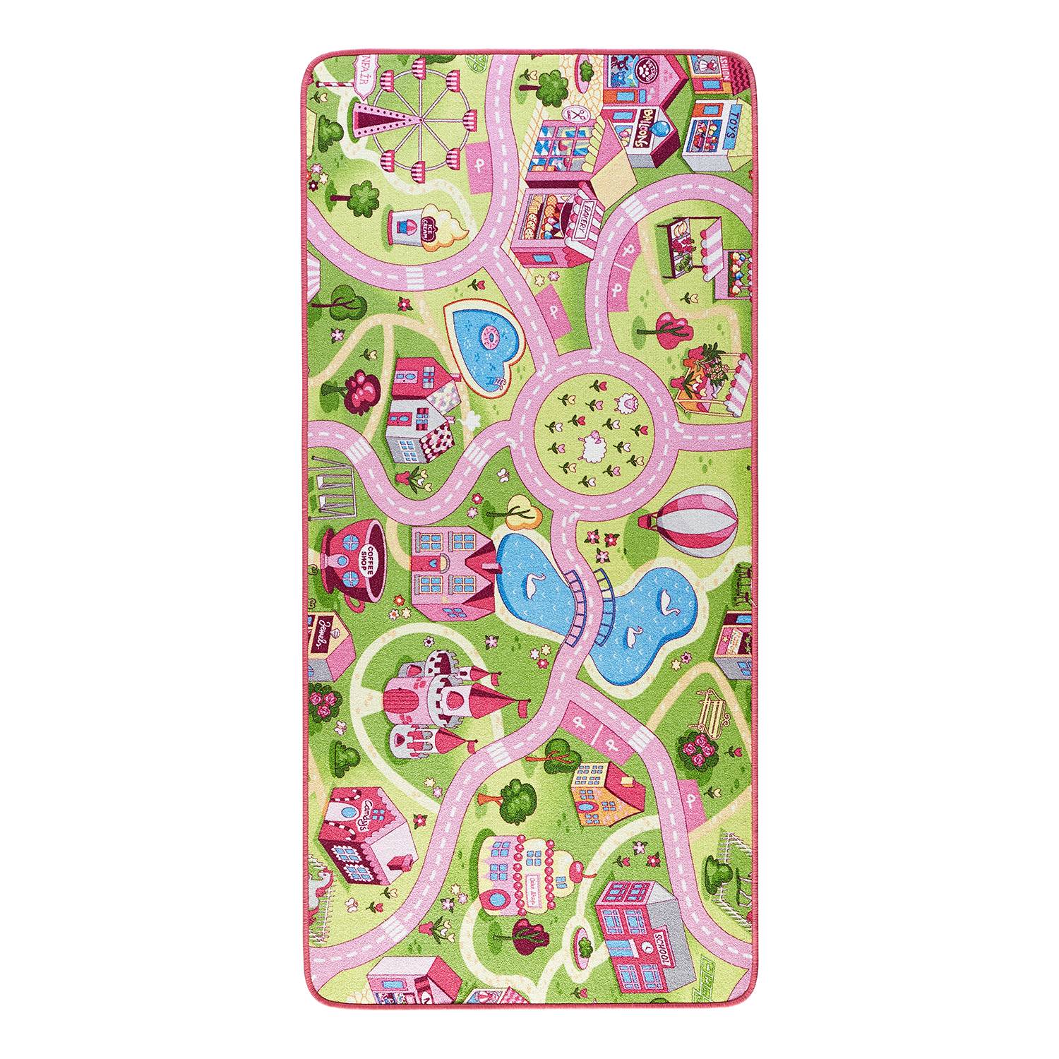 home24 Hanse Home Kinderteppiche Sweet Town Grün/Rosa mit Motiv Mischgewebe 200x300 cm (BxT) Rechteckig