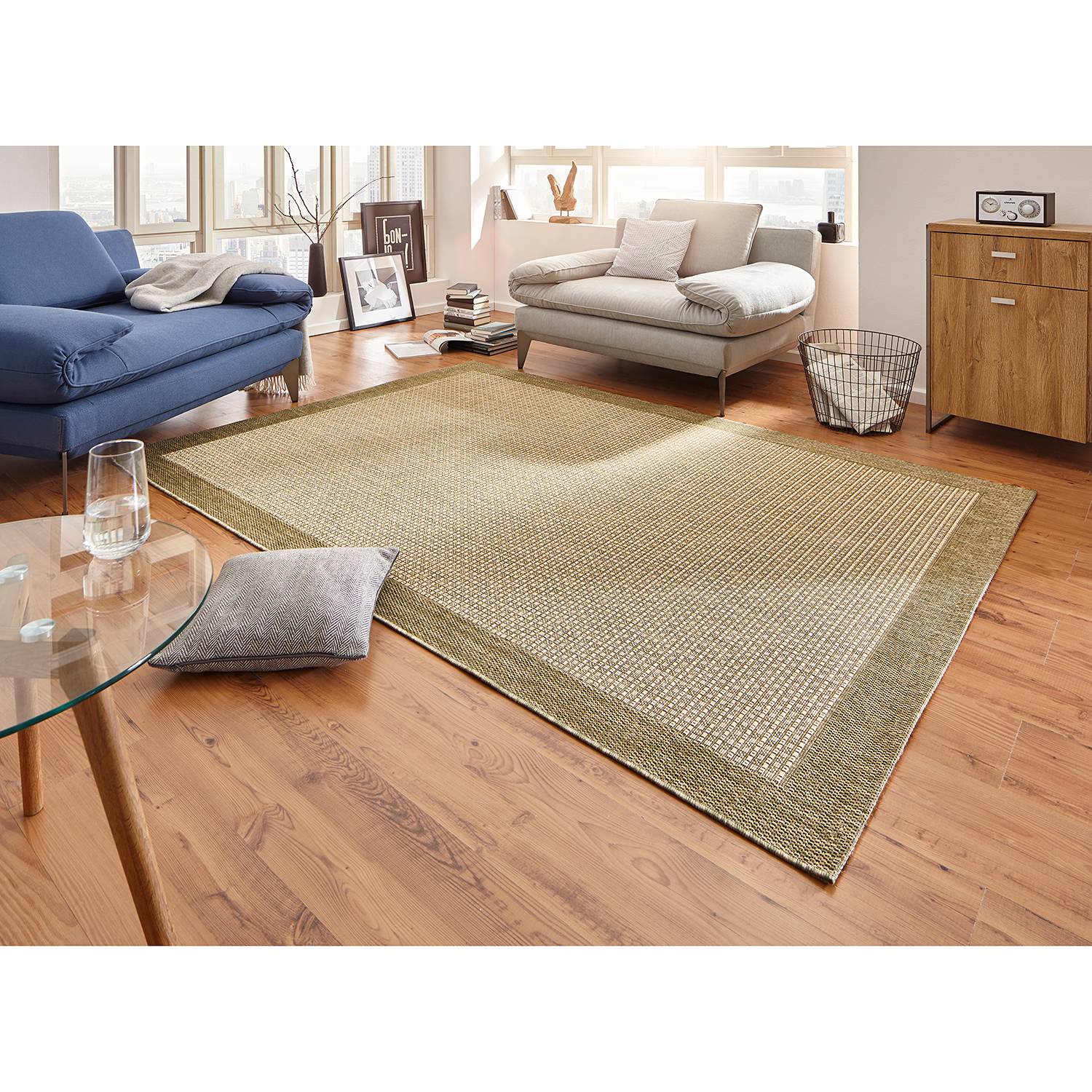 home24 Hanse Home Kurzflorteppiche Simple Lindgrün/Beige Rechteckig 120x170 cm (BxT) Mischgewebe