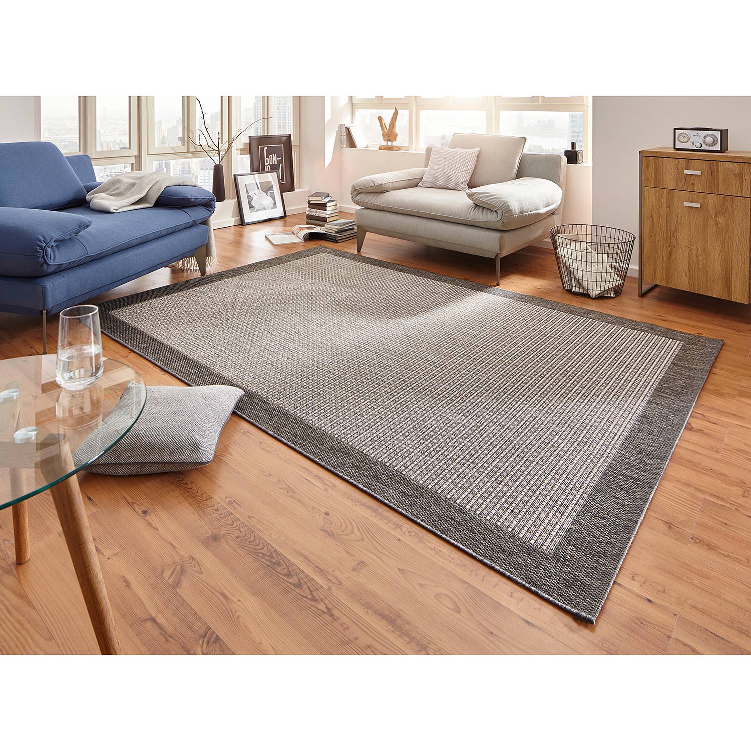 home24 Hanse Home Kurzflorteppiche Simple Grau/Hellgrau Rechteckig 120x170 cm (BxT) Mischgewebe