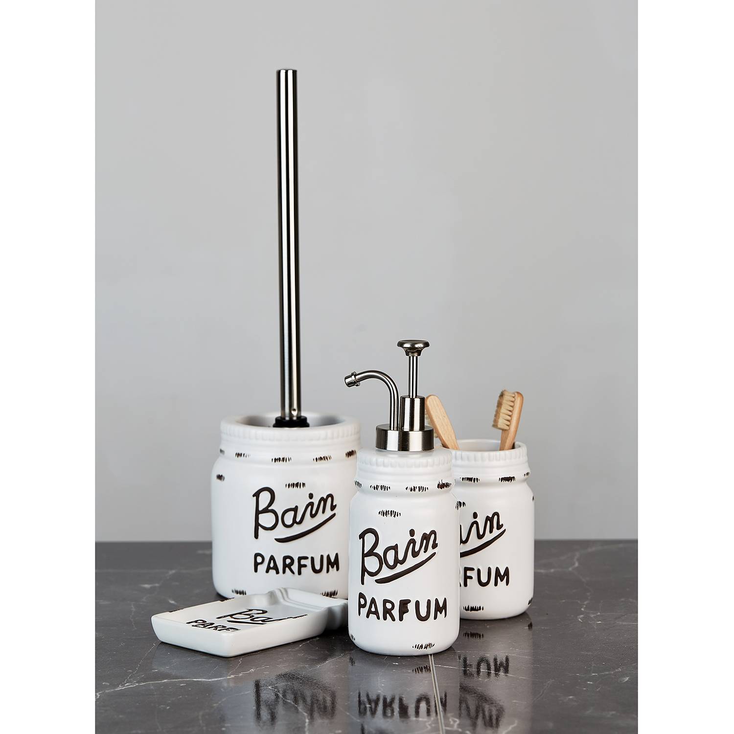 home24 WENKO Seifenspender Lavars Keramik Creme 8x21x9 cm (BxHxT)
