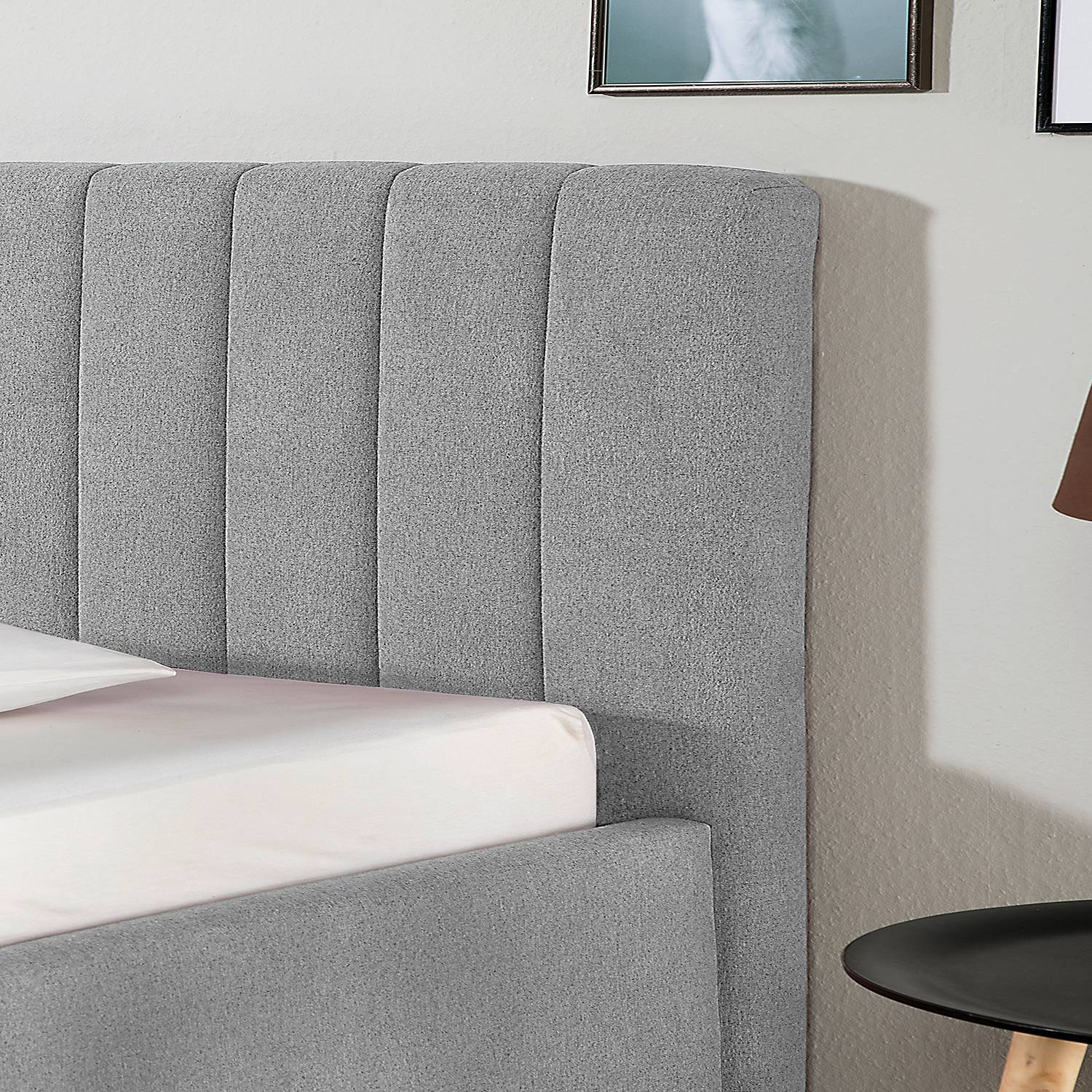 Polsterbett BALVANO - Webstoff / Buche