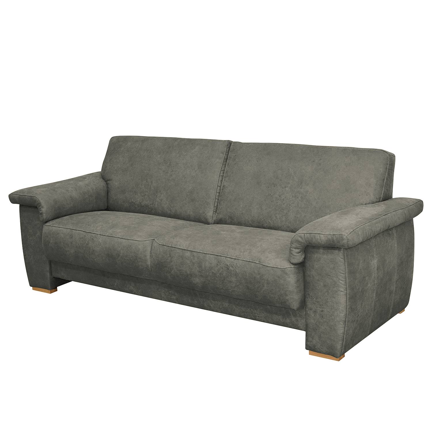 home24 Modoform Sofa Picabu 3-Sitzer Dunkelgrau Microfaser 210x83x90 cm