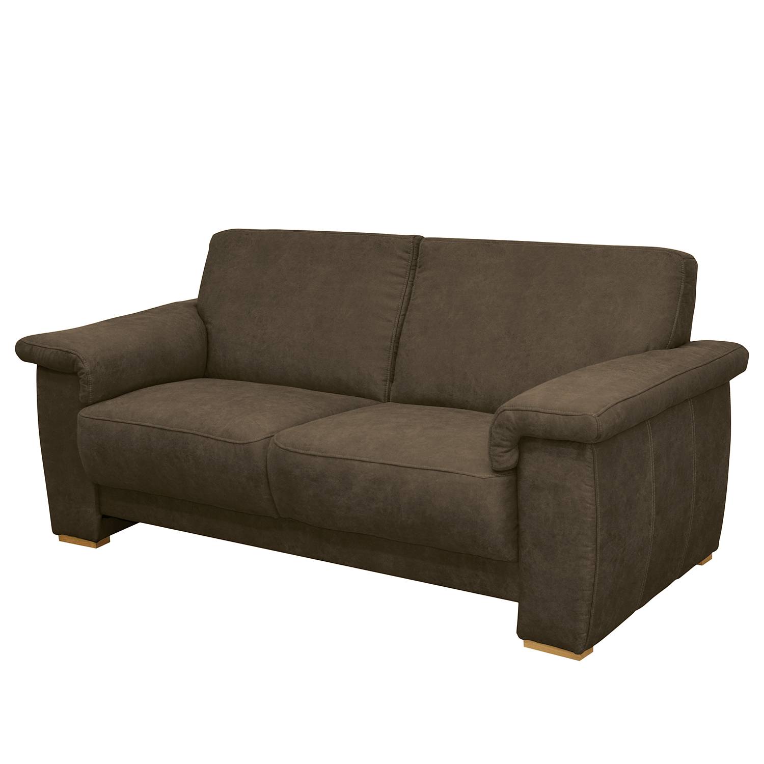 home24 Modoform Sofa Picabu 2-Sitzer Dunkelbraun Microfaser 180x83x90 cm