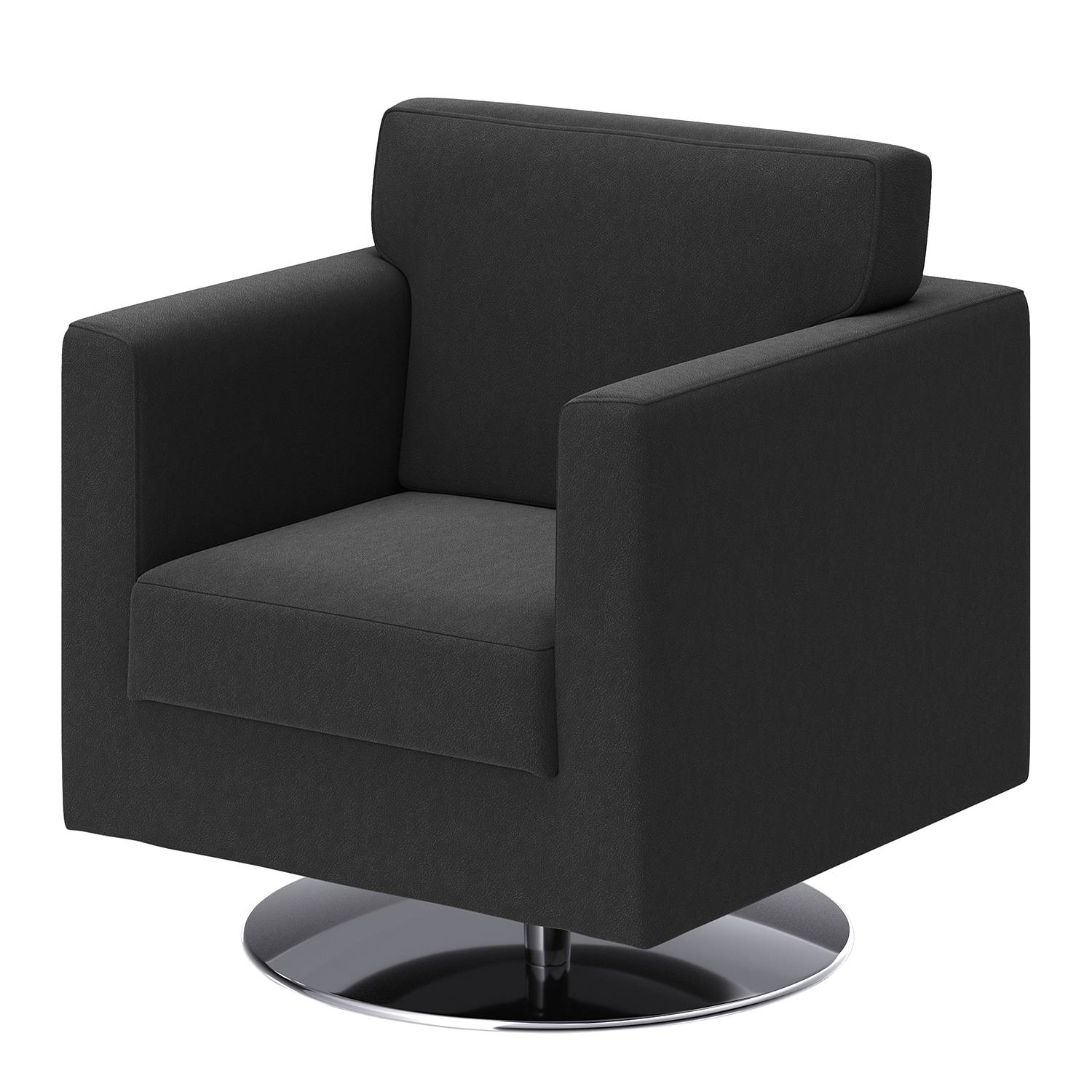 home24 loftscape Sessel Nibley III Schwarz Echtleder 74x83x74 cm (BxHxT)