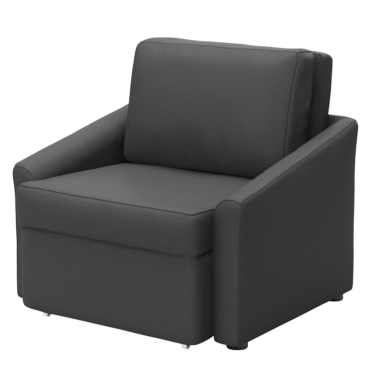 home24 Modoform Sessel Rifton I Anthrazit Webstoff mit Schlaffunktion 108x86x96 cm (BxHxT)