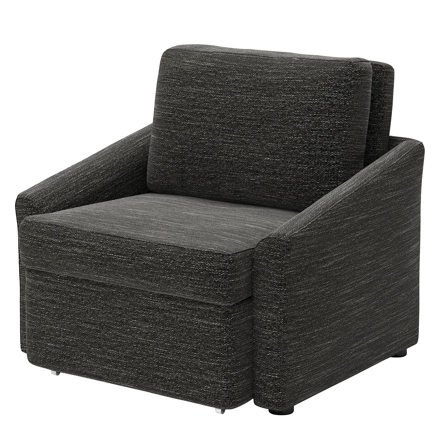 home24 loftscape Schlafsessel Rifton III Schwarz Strukturstoff mit Schlaffunktion 108x86x96 cm (BxHxT)