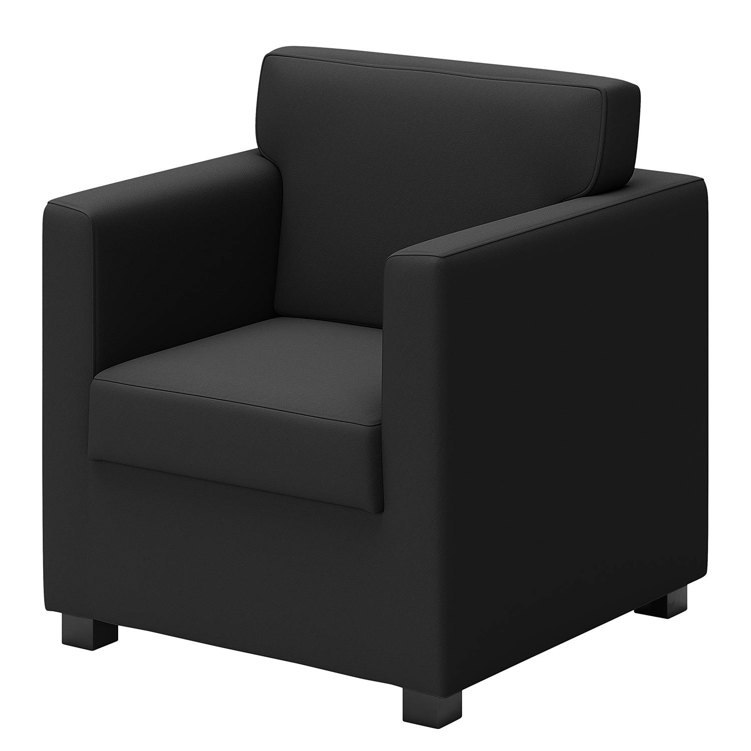 home24 loftscape Sessel Nibley VIII Schwarz Kunstleder 74x83x74 cm (BxHxT)