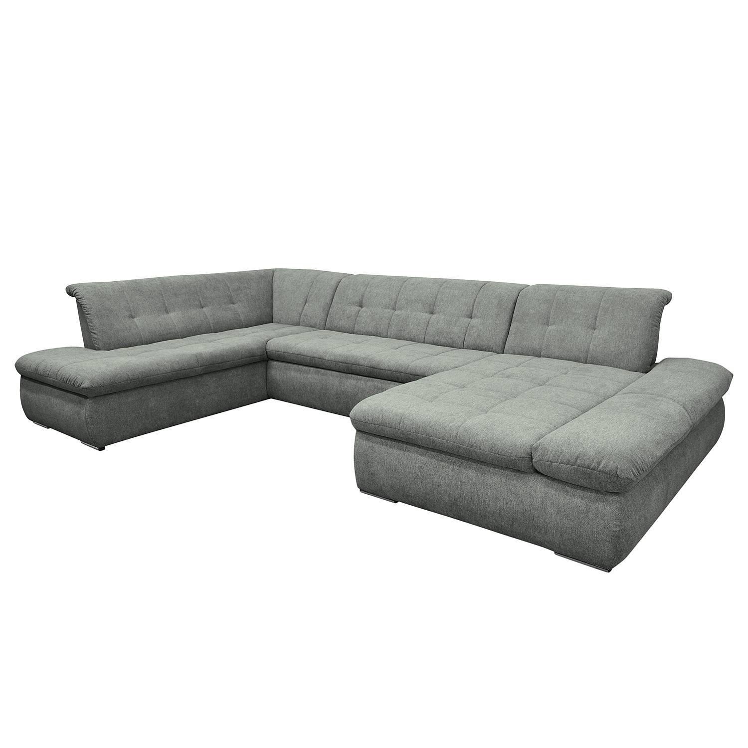 home24 loftscape Wohnlandschaft Lemley Grau Webstoff 353x80x216 cm