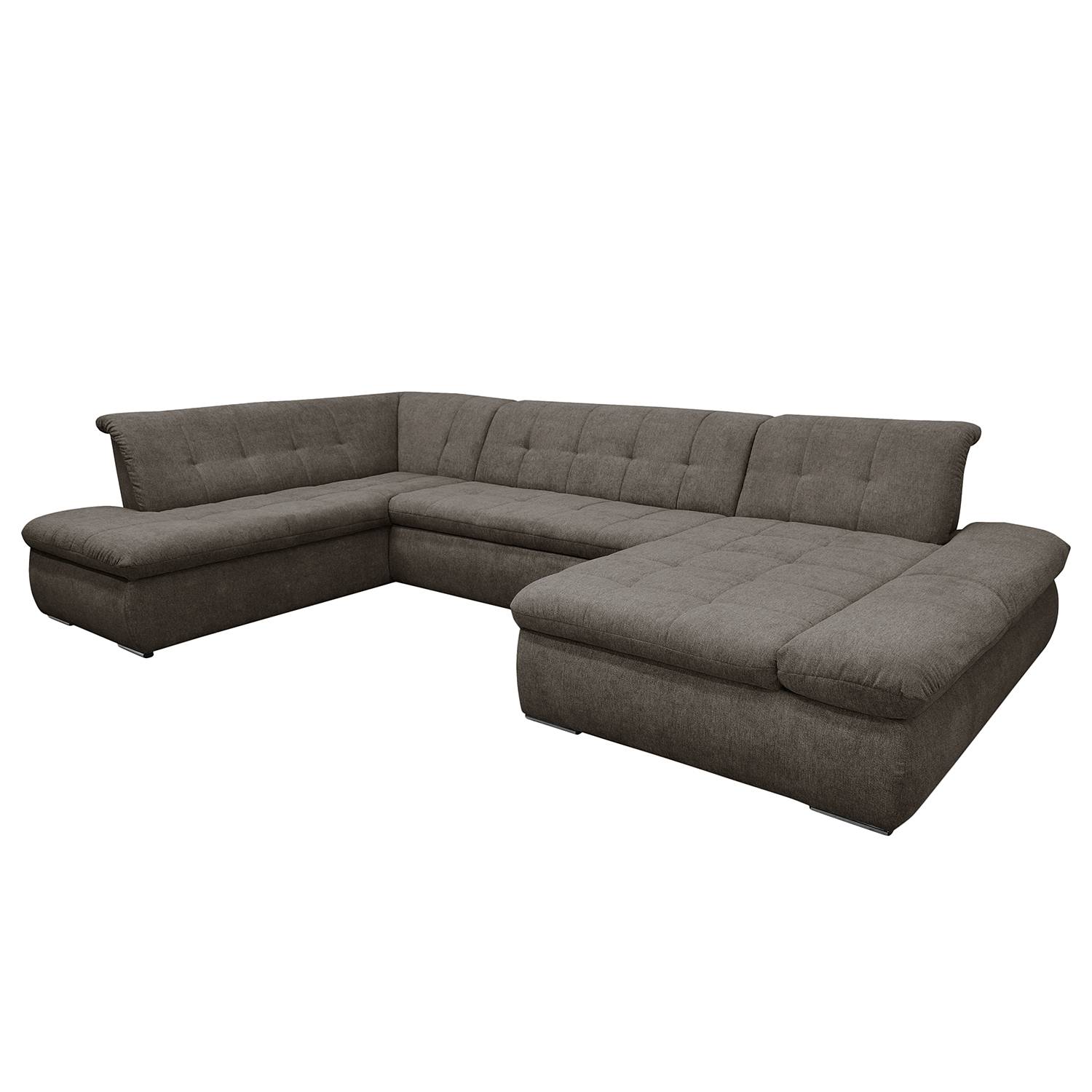 home24 loftscape Wohnlandschaft Lemley Dunkelgrau Webstoff 353x80x216 cm mit Schlaffunktion