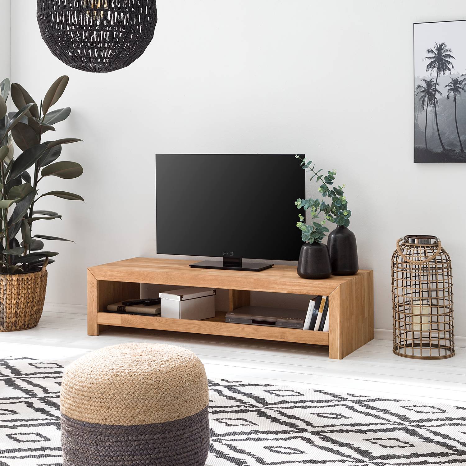 home24 Ars Natura Lowboard KireaWOOD Massivholz Buche 200x35x50 cm (BxHxT)