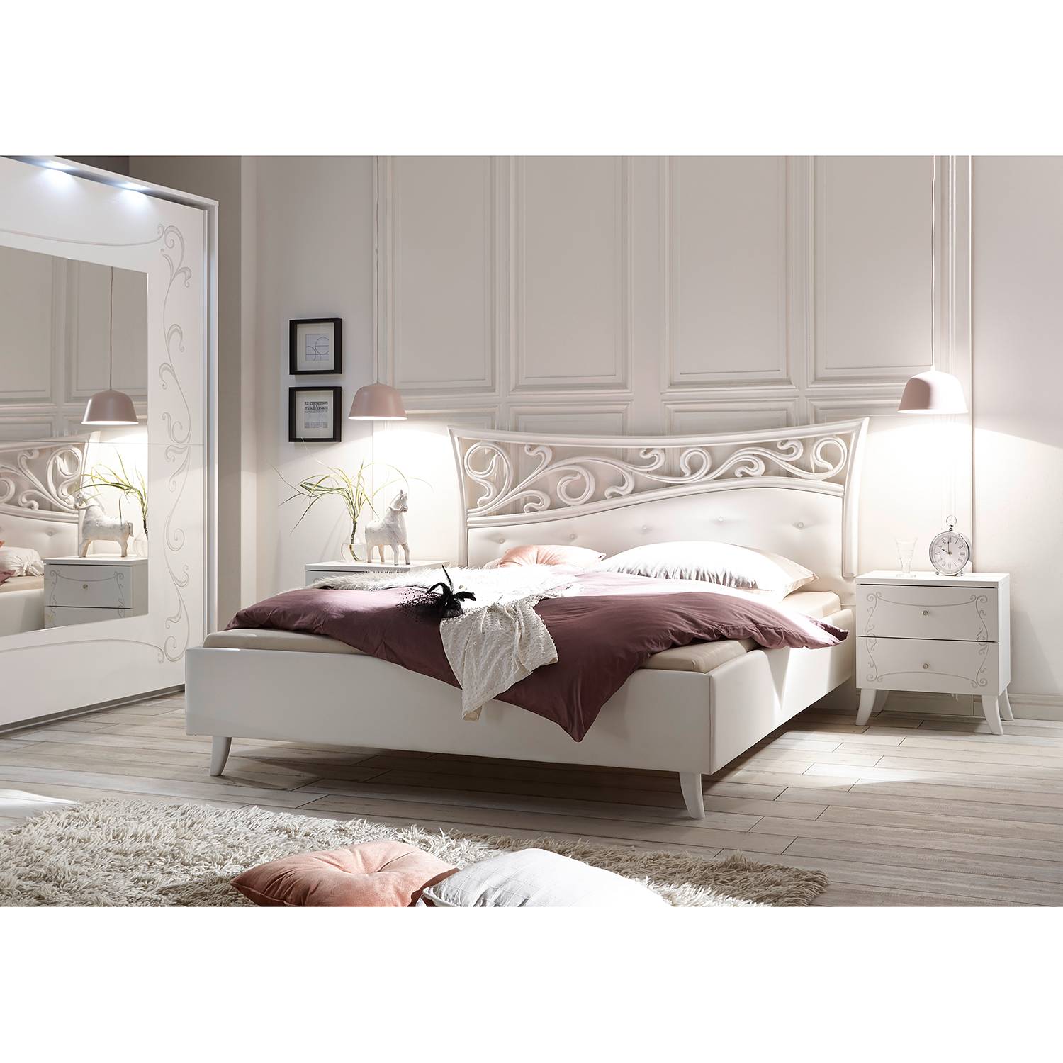 home24 LC Spa Bett Olema 180x200 cm Spanplatte Weiß