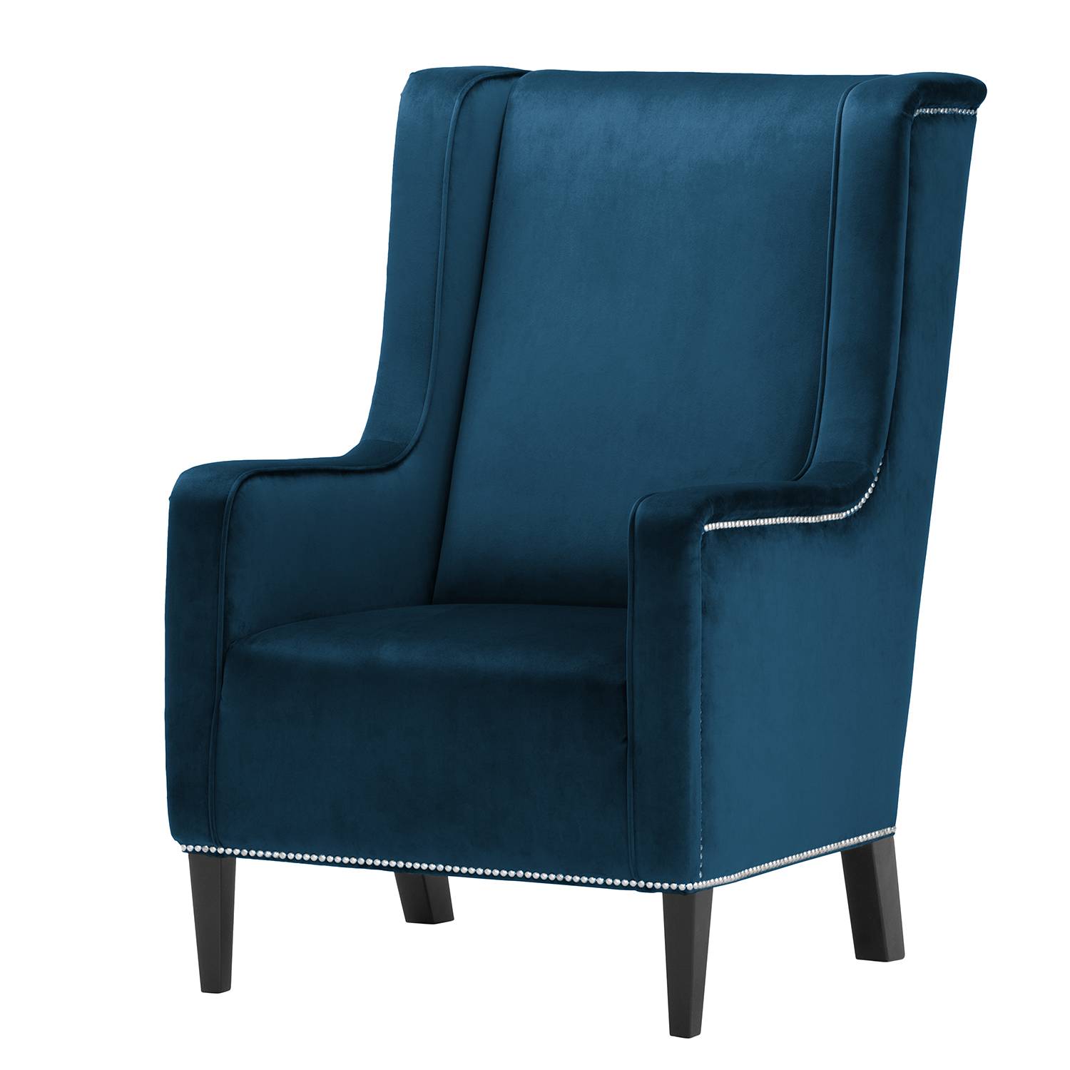 home24 Maison Belfort Sessel Mirina I Marineblau Samt 69x103x87 cm (BxHxT)