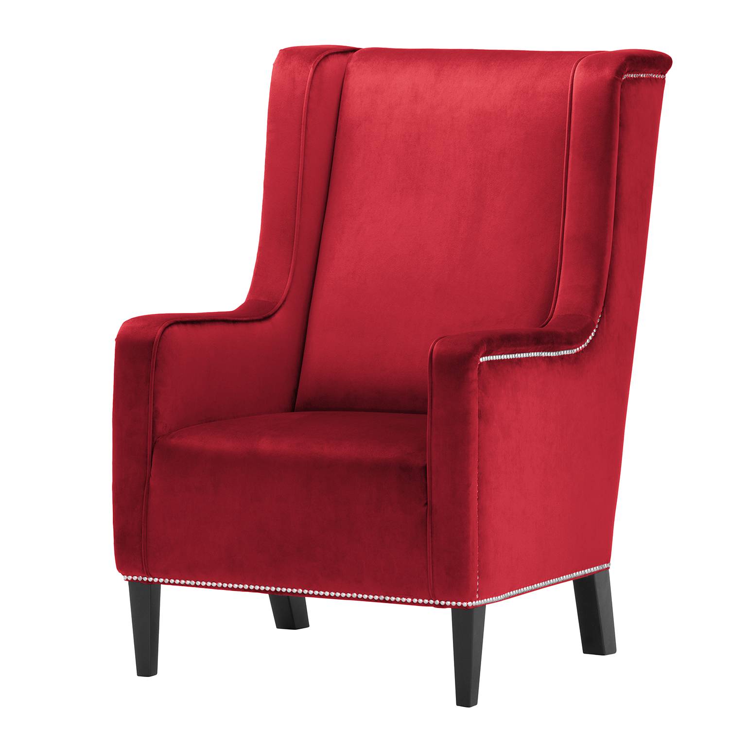 home24 Maison Belfort Sessel Mirina I Rot Samt 69x103x87 cm (BxHxT)