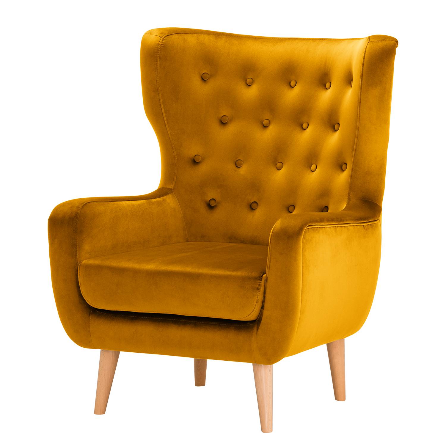 home24 Norrwood Sessel Boyka I Senfgelb Samt 81x88x105 cm (BxHxT)