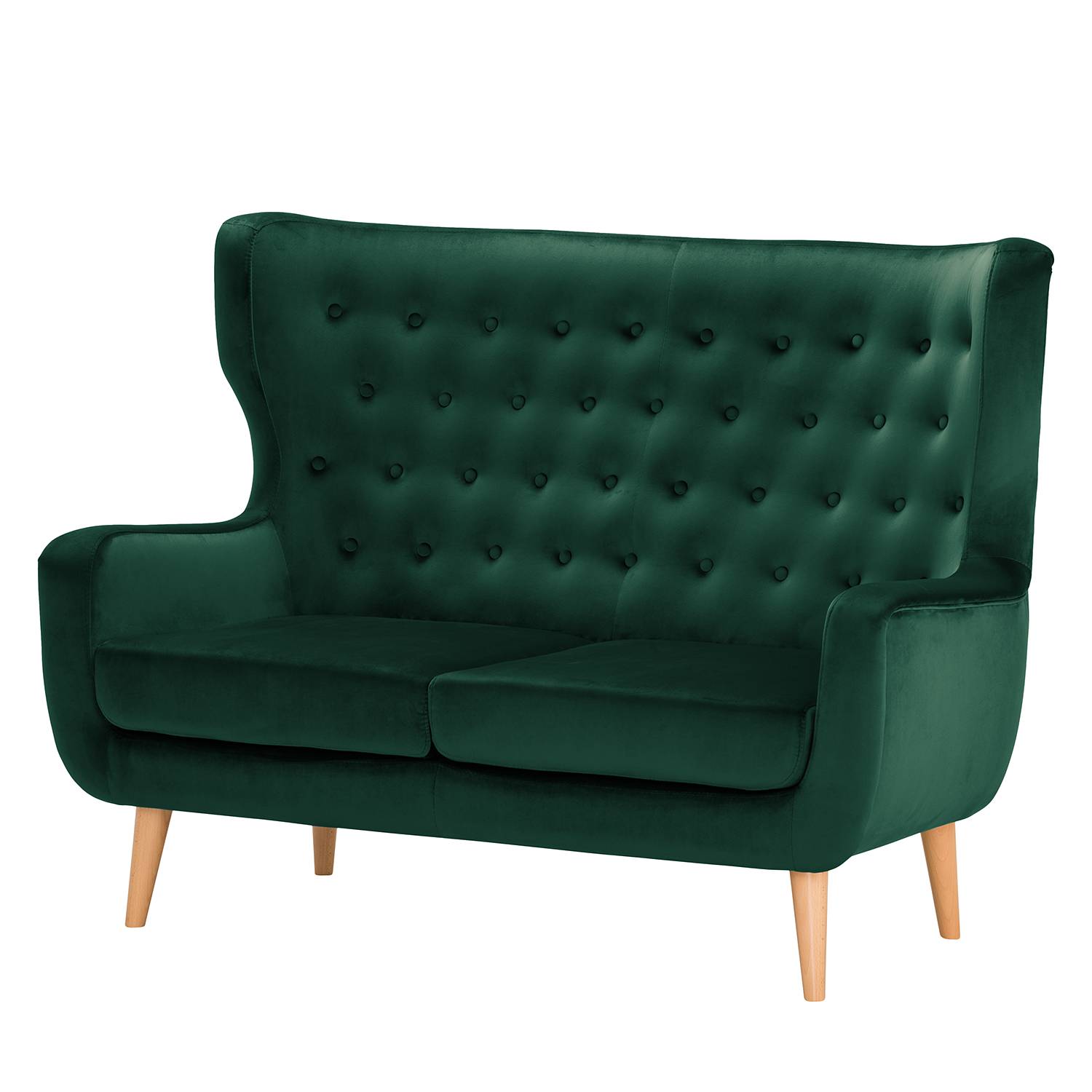 home24 Norrwood Sofa Boyka I 2-Sitzer Antikgrün Samt 144x88x105 cm