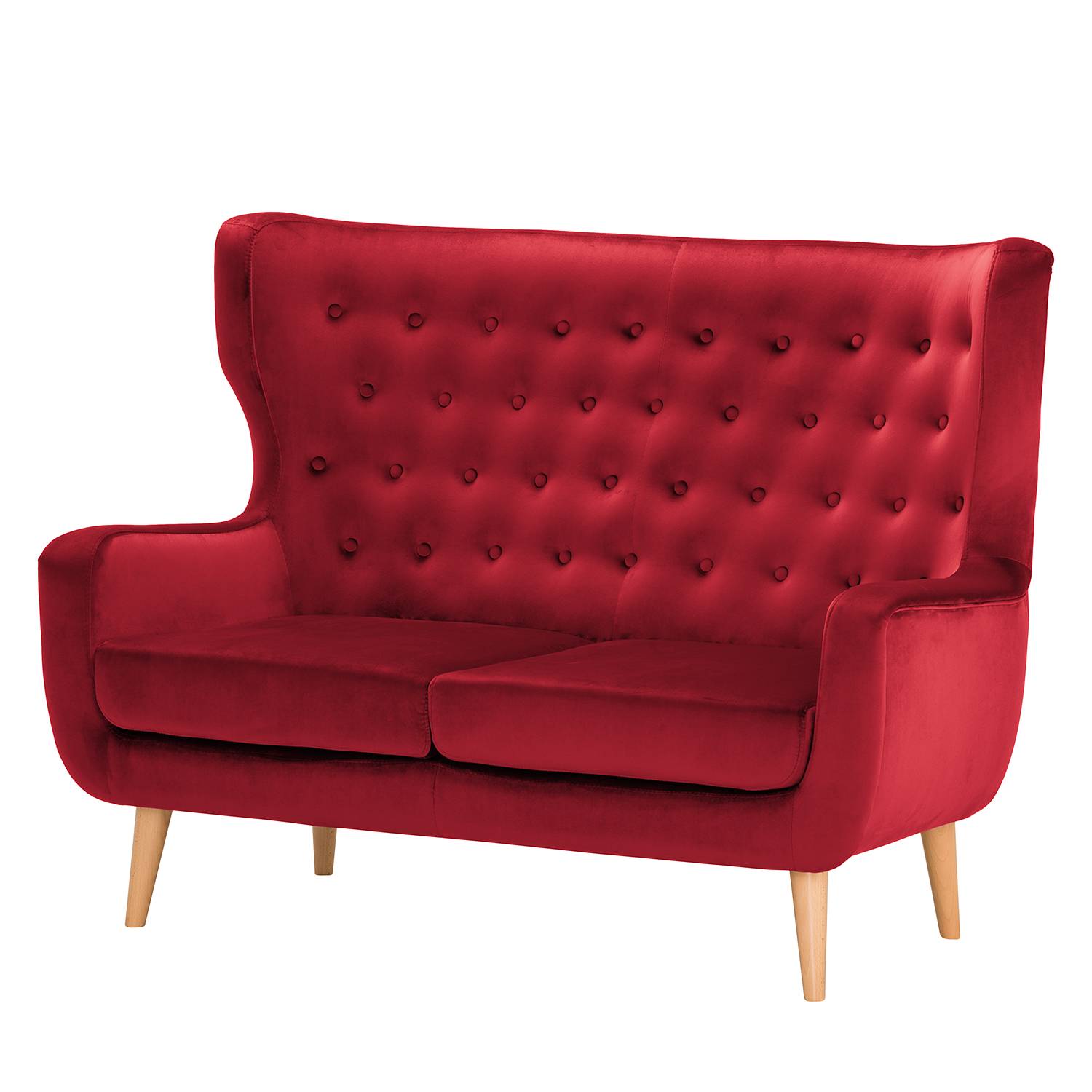 home24 Norrwood Sofa Boyka I 2-Sitzer Rot Samt 144x88x105 cm