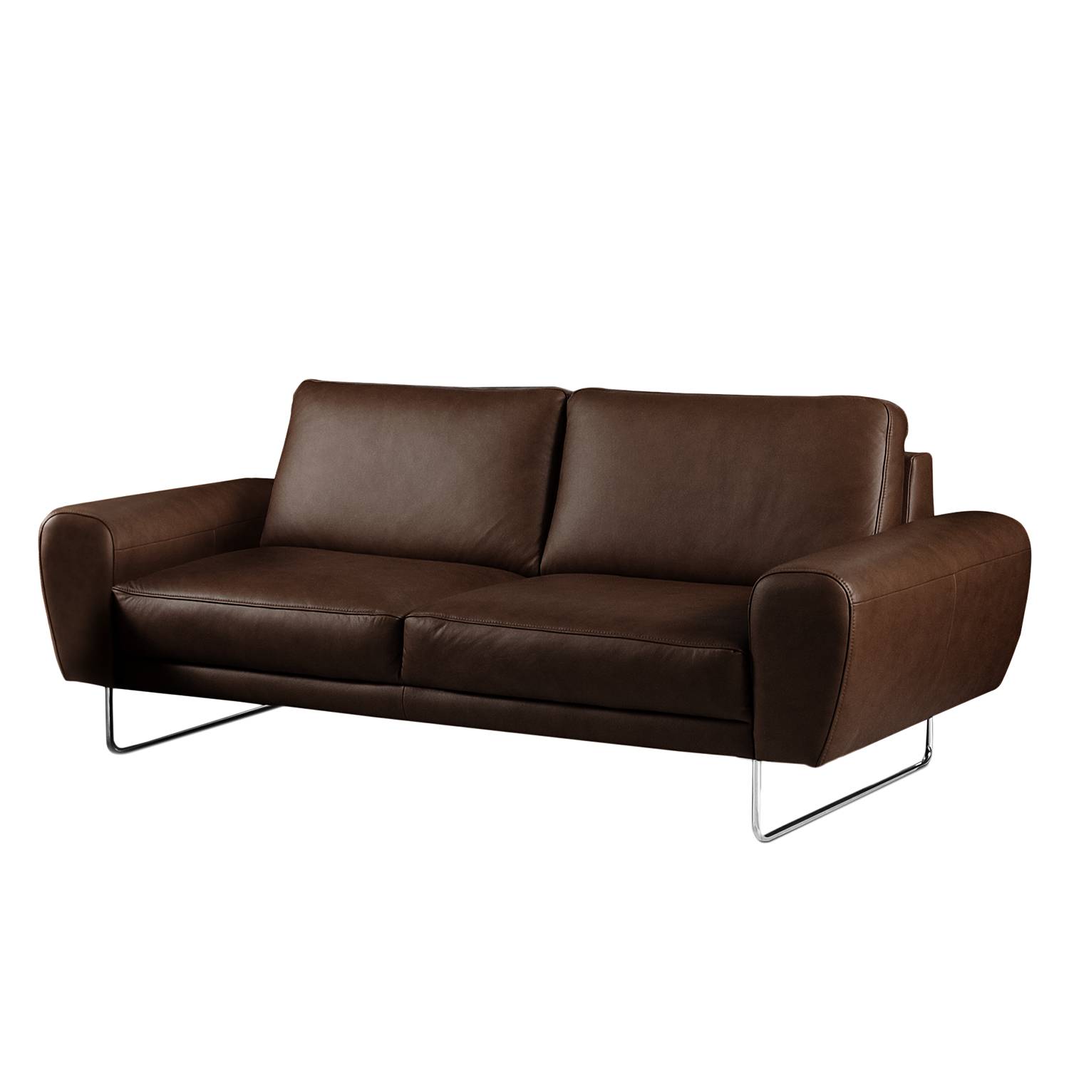 home24 loftscape Sofa Kerman 2-Sitzer Dunkelbraun Echtleder 177x83x95 cm