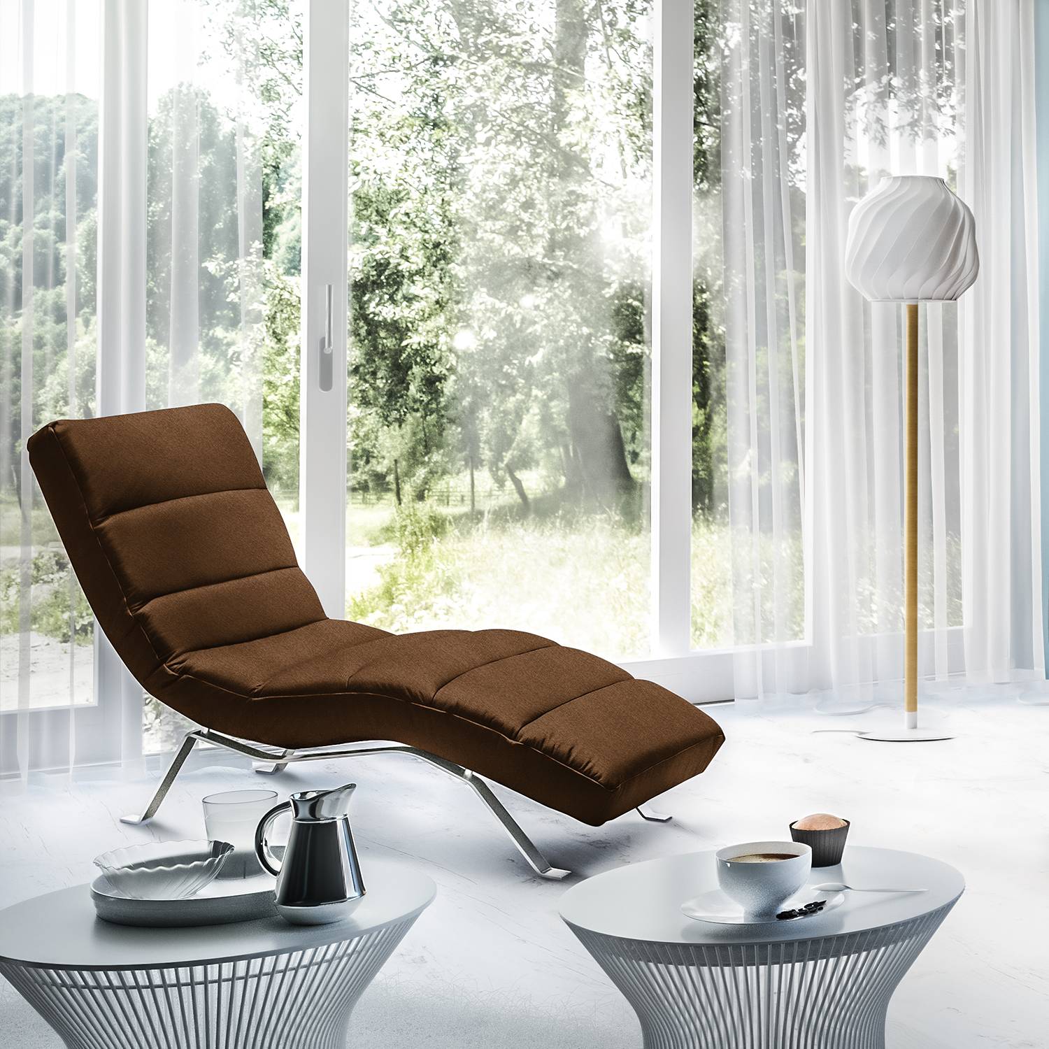 home24 loftscape Relaxliege Kasson I Dunkelbraun Microfaser 170x95x65 cm (BxHxT)