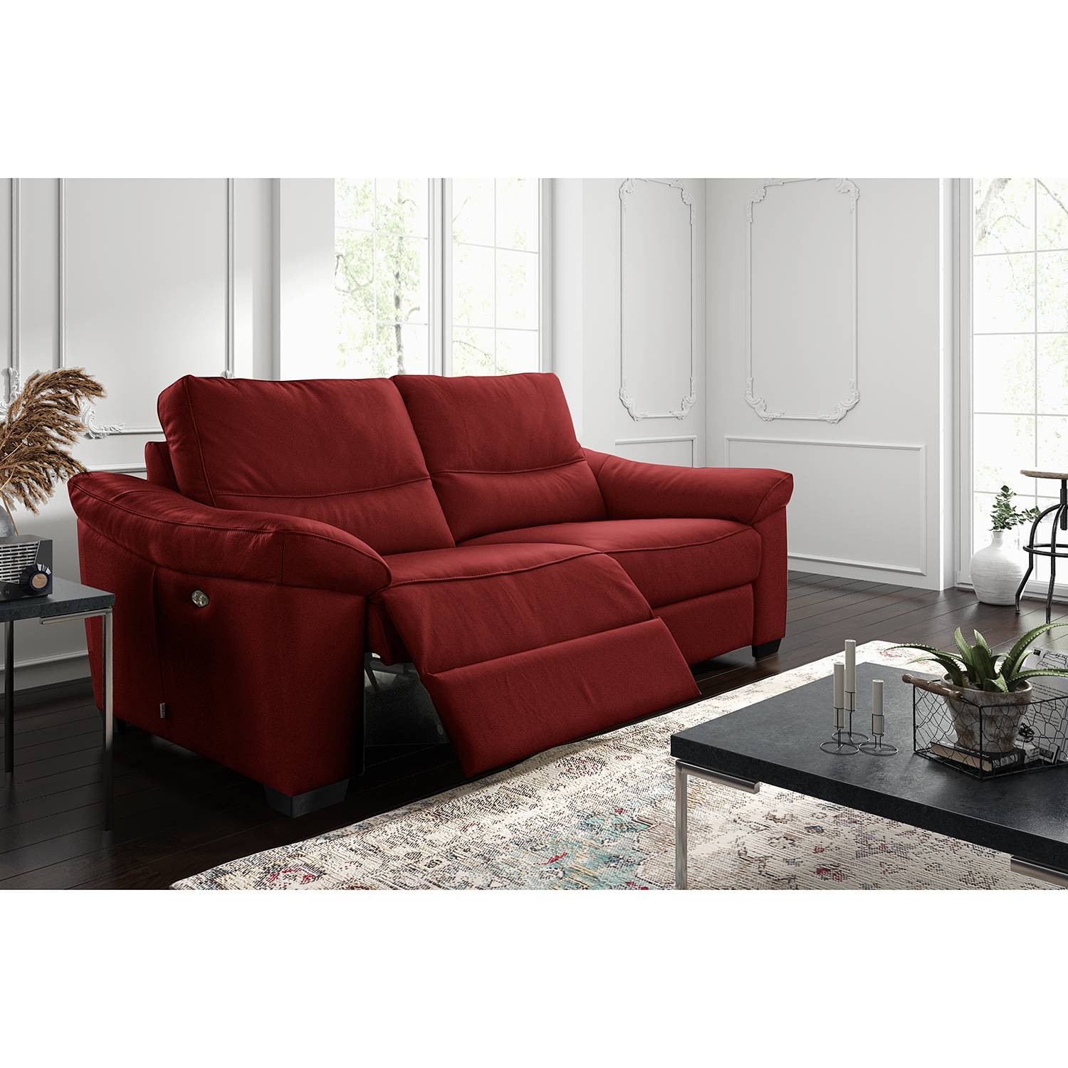 home24 Modoform Sofa Lamexa I 2-Sitzer Rot Echtleder 175x95x98 cm