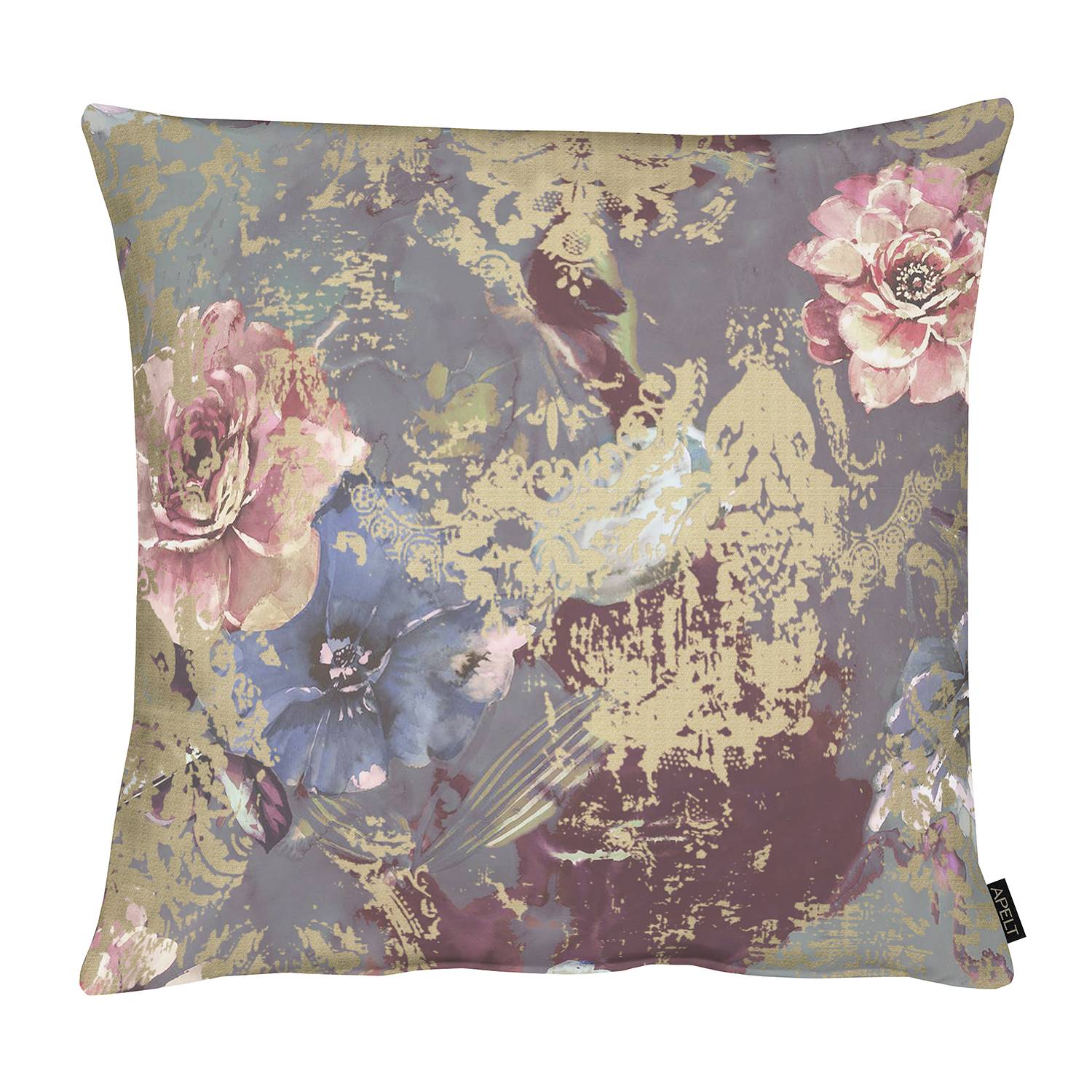 home24 Apelt Kissenbezug Noemi Graublau/Beige 66x66 cm (BxH) Polyester