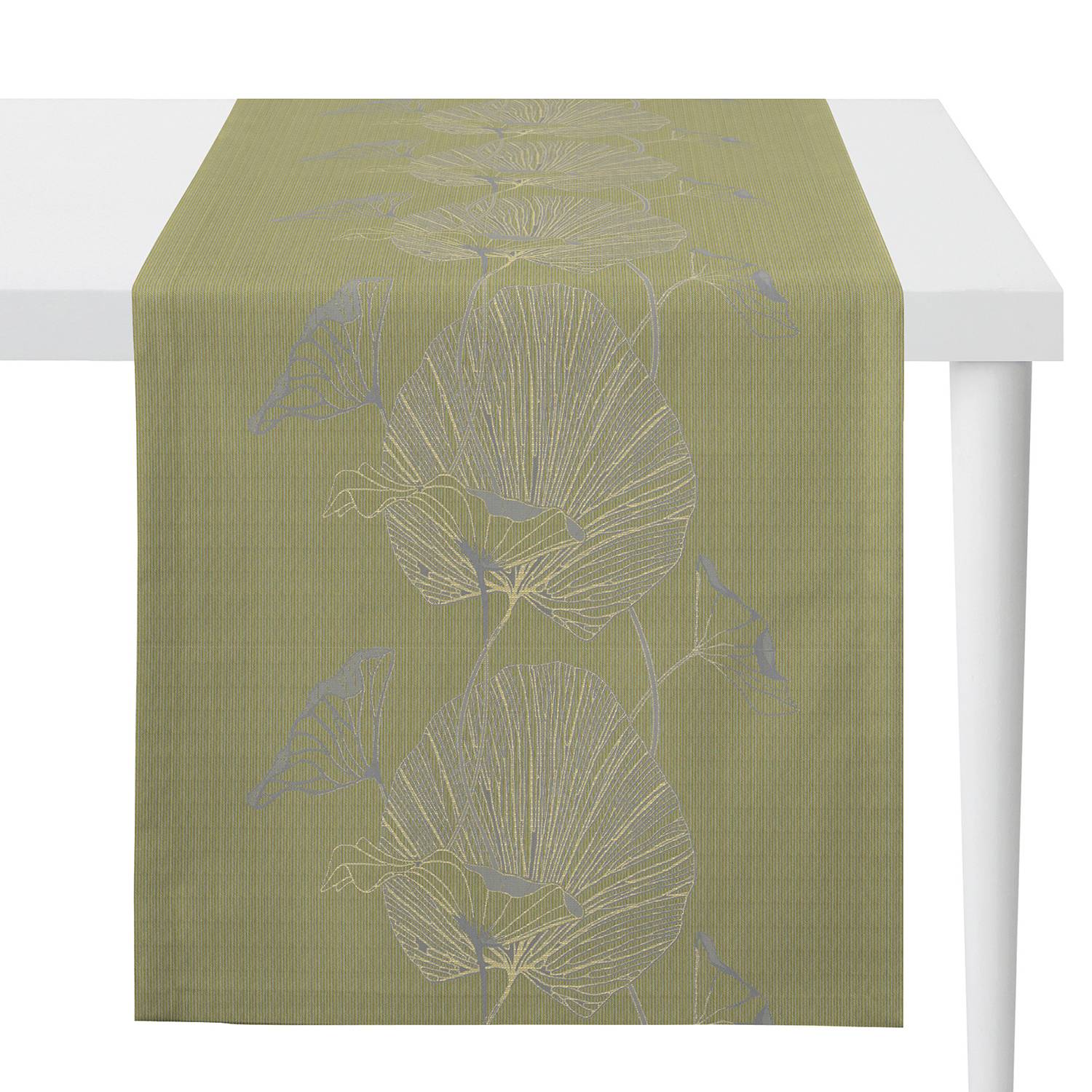 home24 Apelt Tischläufer Nora Avocado Mischgewebe 48x140x0.1 cm (BxHxT)