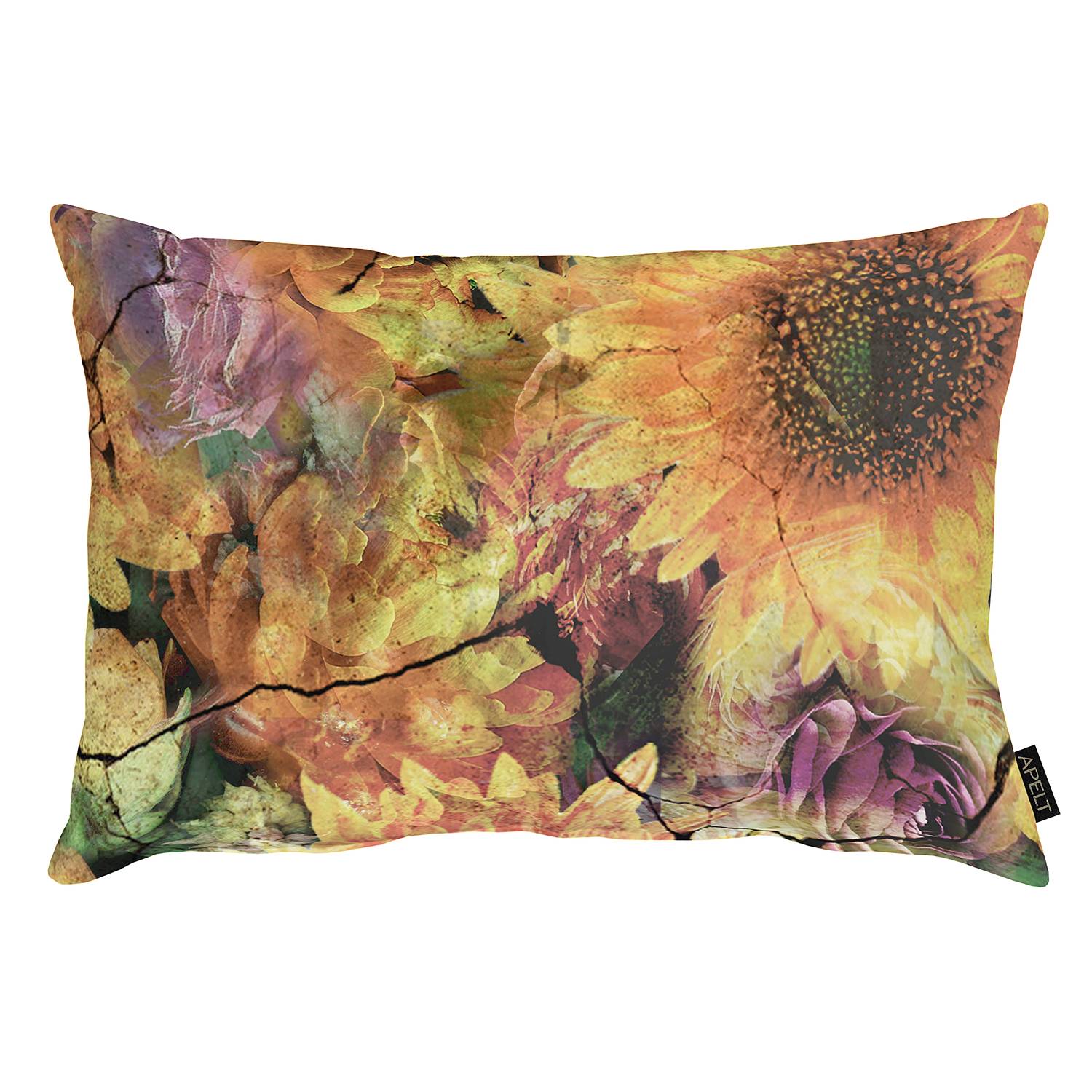 home24 Apelt Dekokissen 1314 Gelb/Lila 40x60 cm (BxH) Baumwollstoff